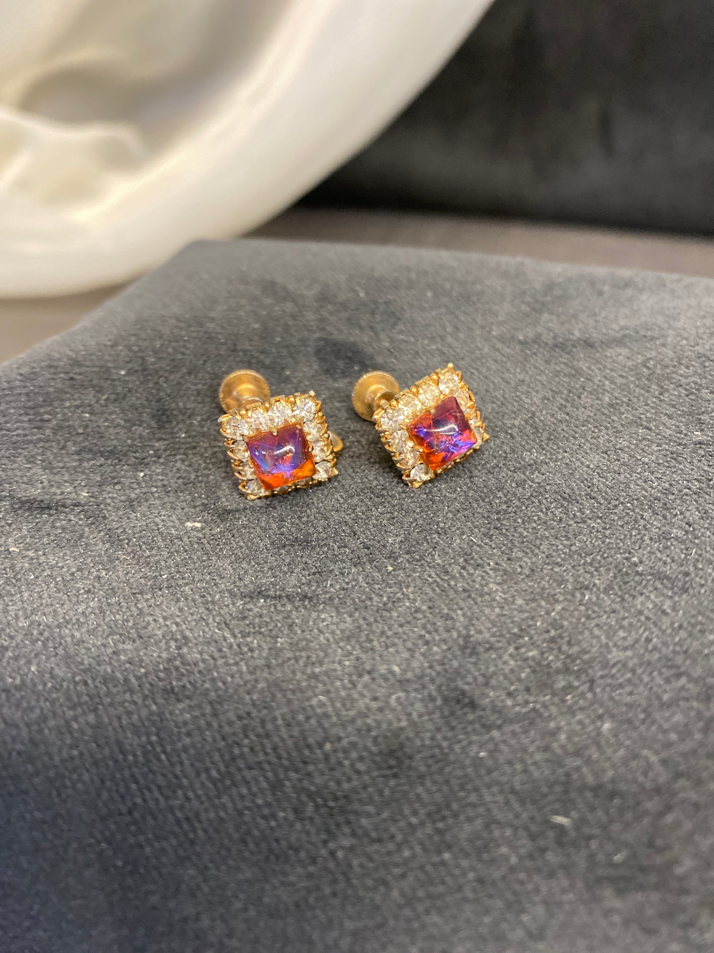 PAIR Vargas Screw Back Earrings - Orange