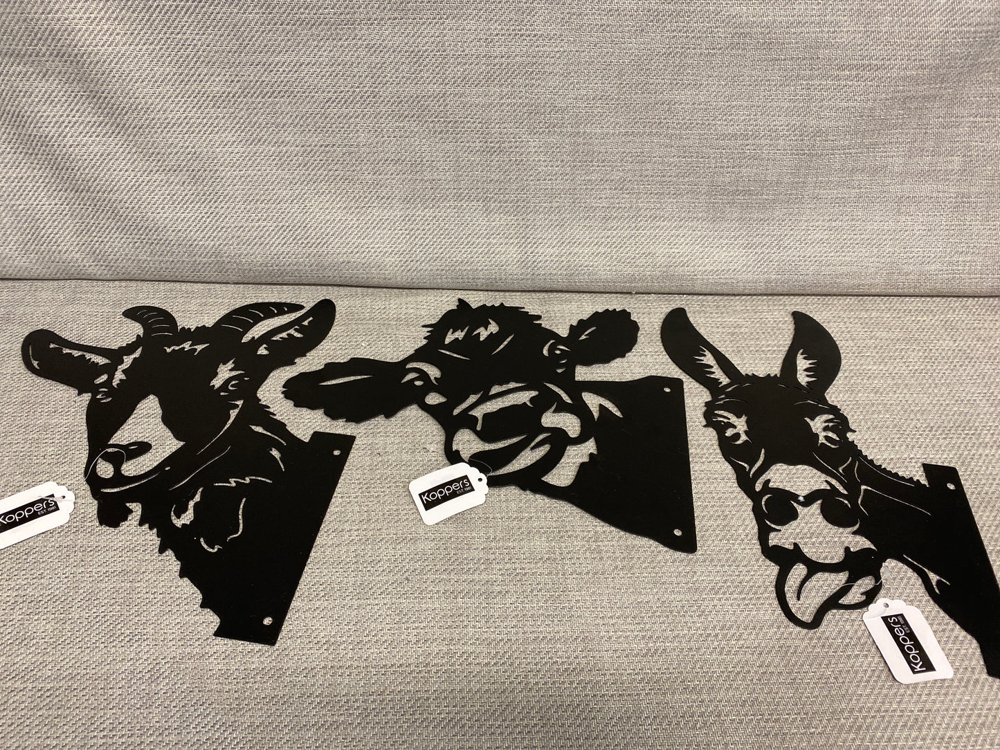 New! Set 3 Metal Fence Decor - Cow, Goat & Donkey
