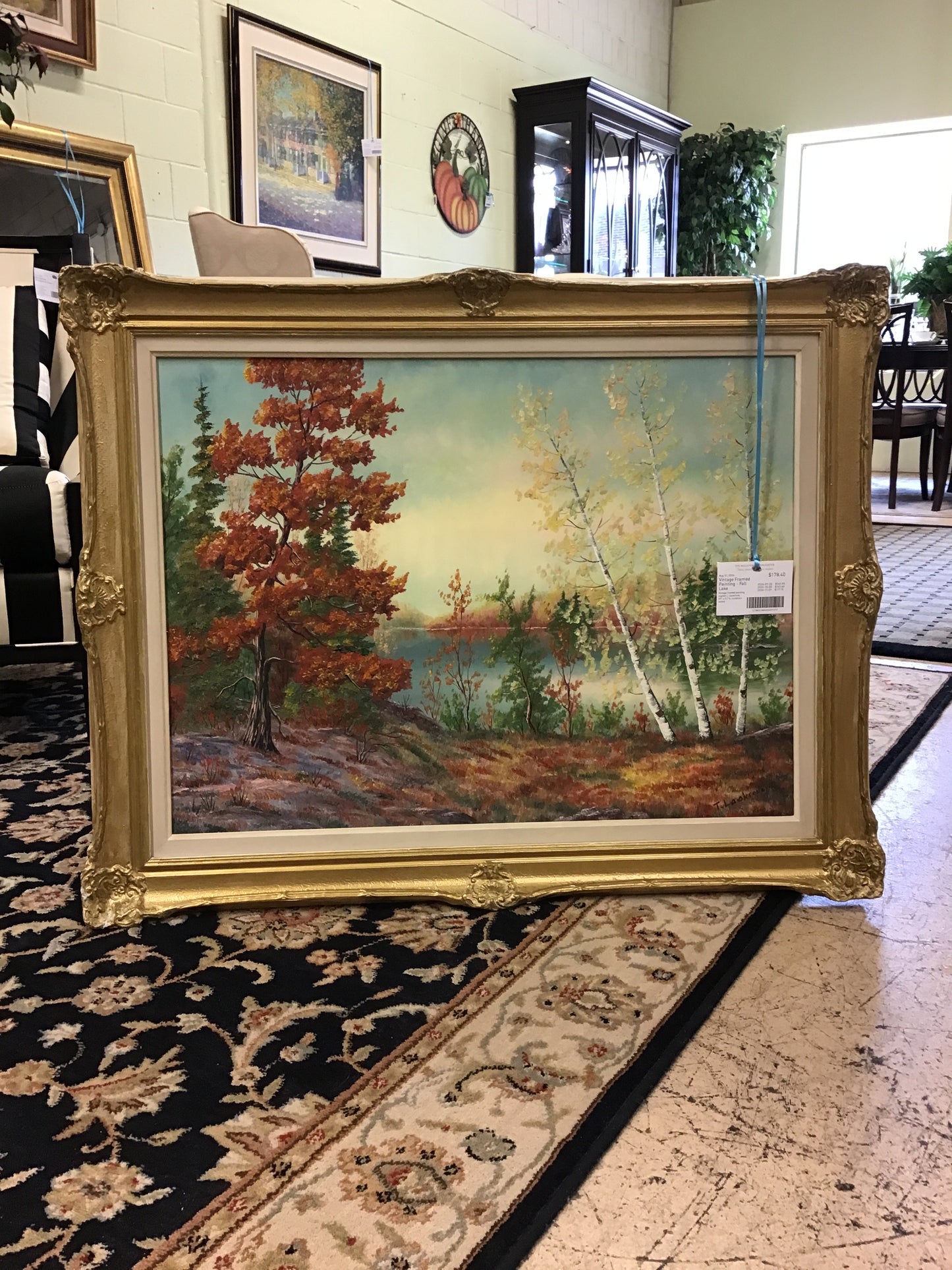 Vintage Framed Painting - Fall Lake