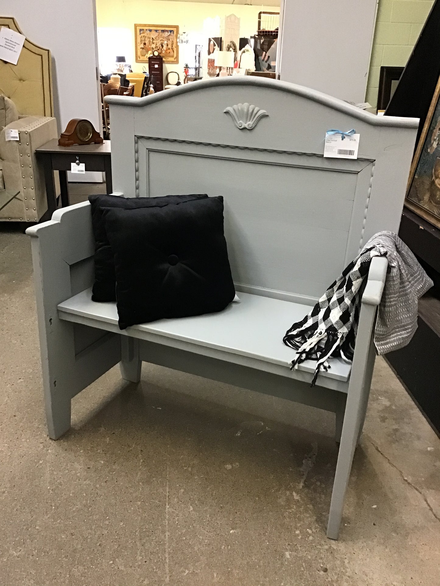 Grey Painted Bench