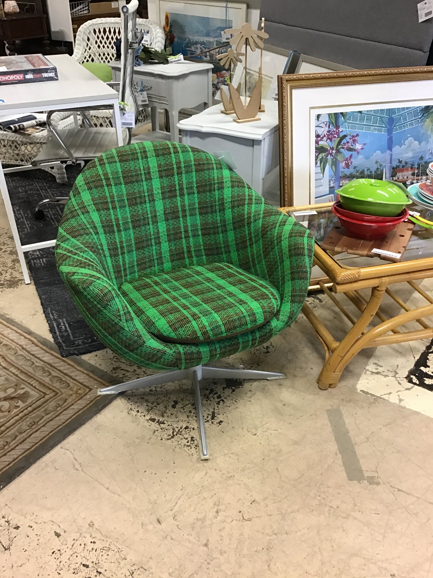 Vintage Ikea "Spinning" Swivel Chair - Green