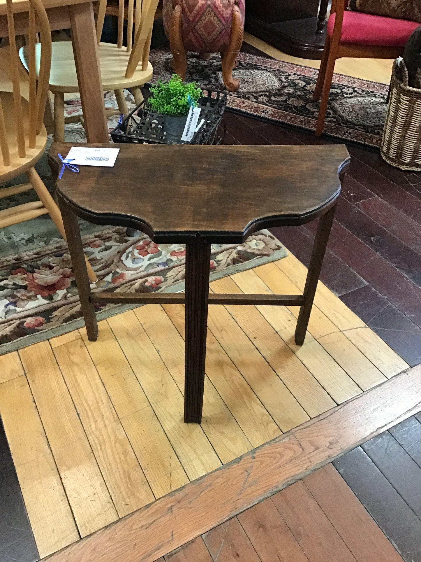Dark Wood Half Moon Side Table