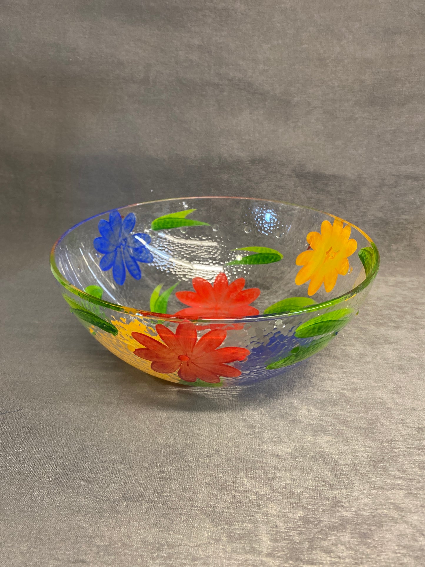Glass Bowl - Painted Flowers