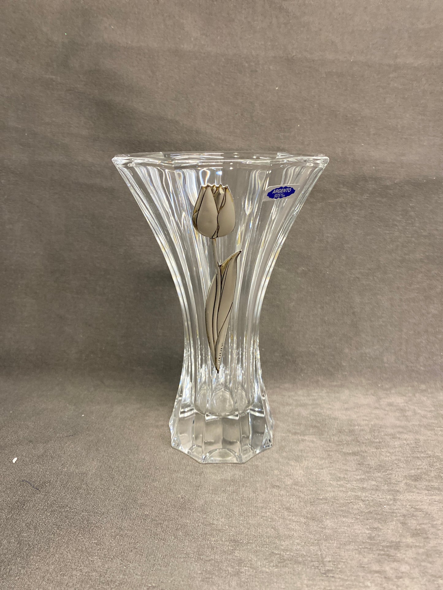 Argento Crystal Vase - Silver Tulips