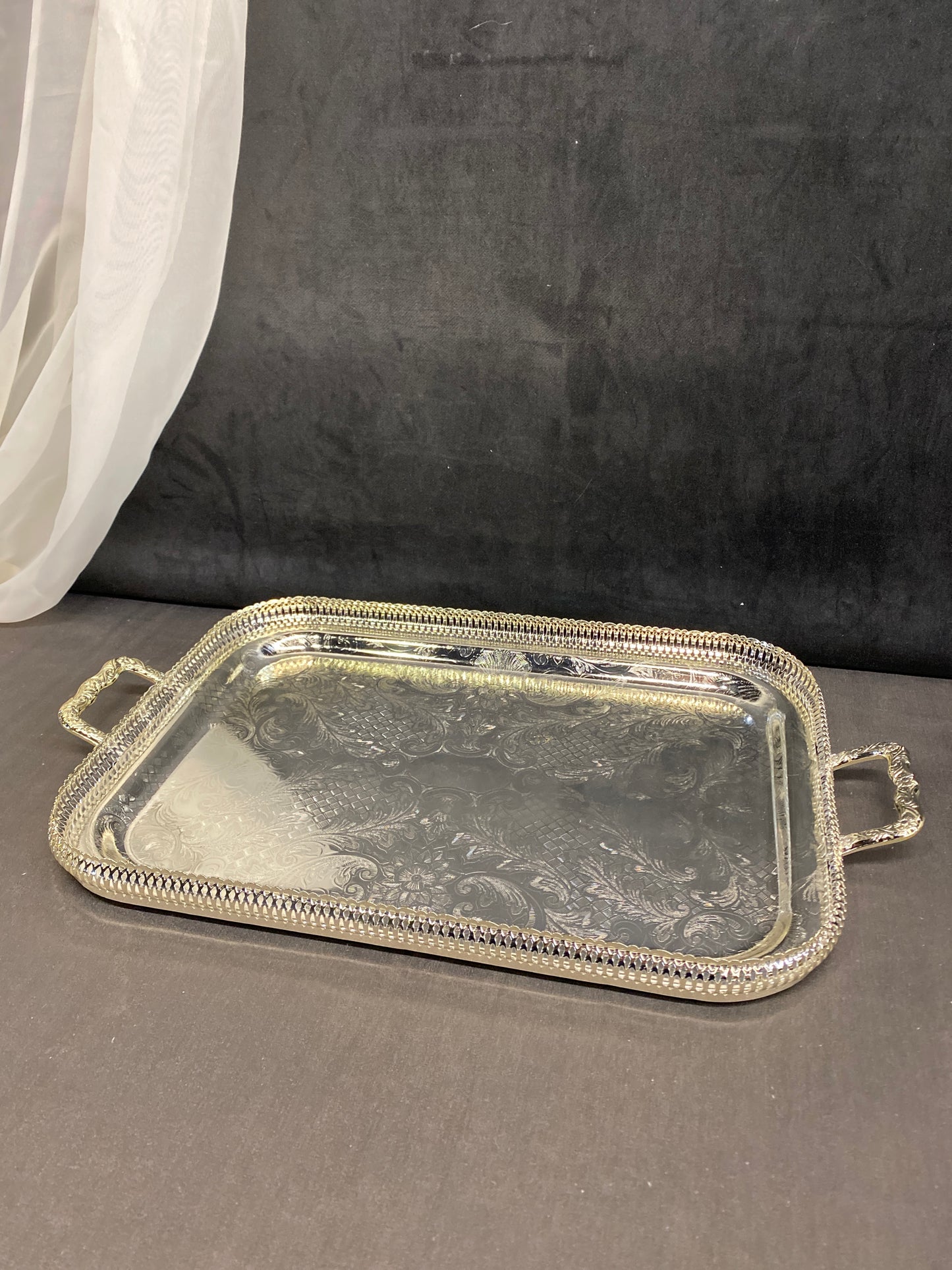 Metal Serving Tray - Silver Tone