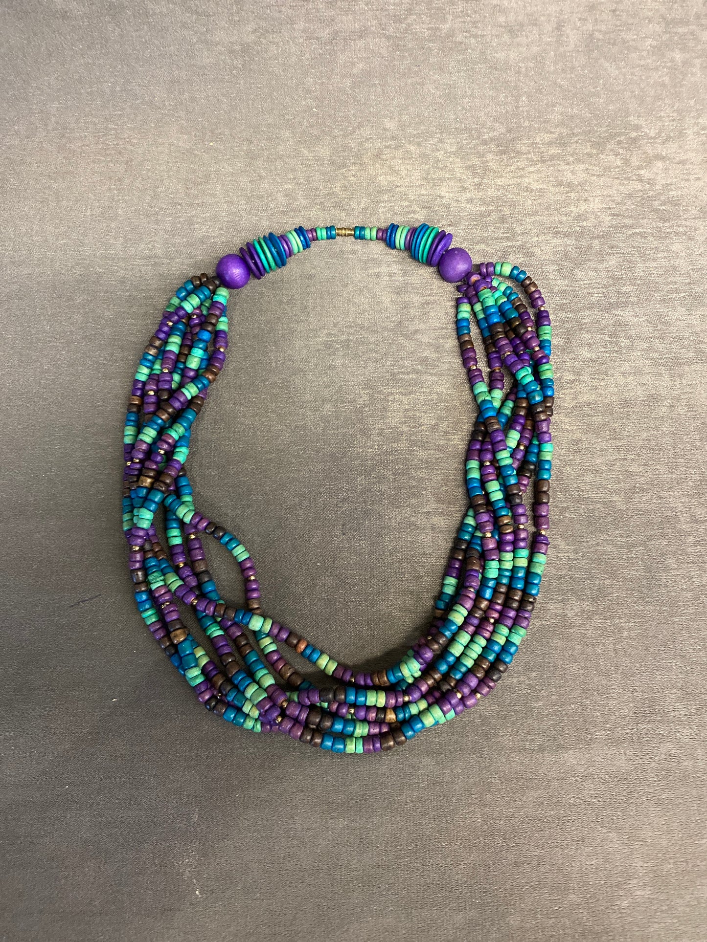 7 Strand Bead Necklace - Purple
