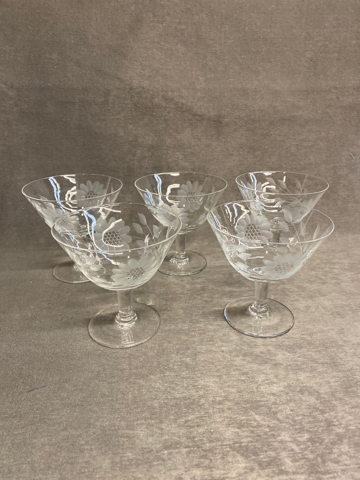 Set 5 Hughes "Cornflower" Sherbet Glasses