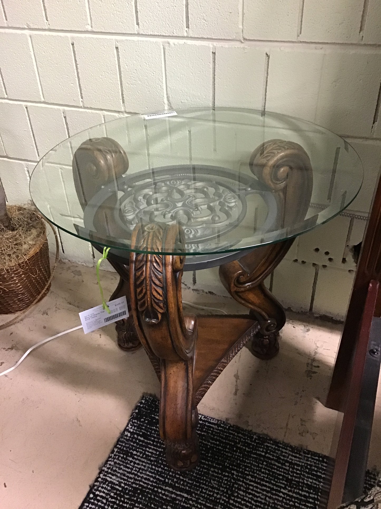 Round Glass Top End Table