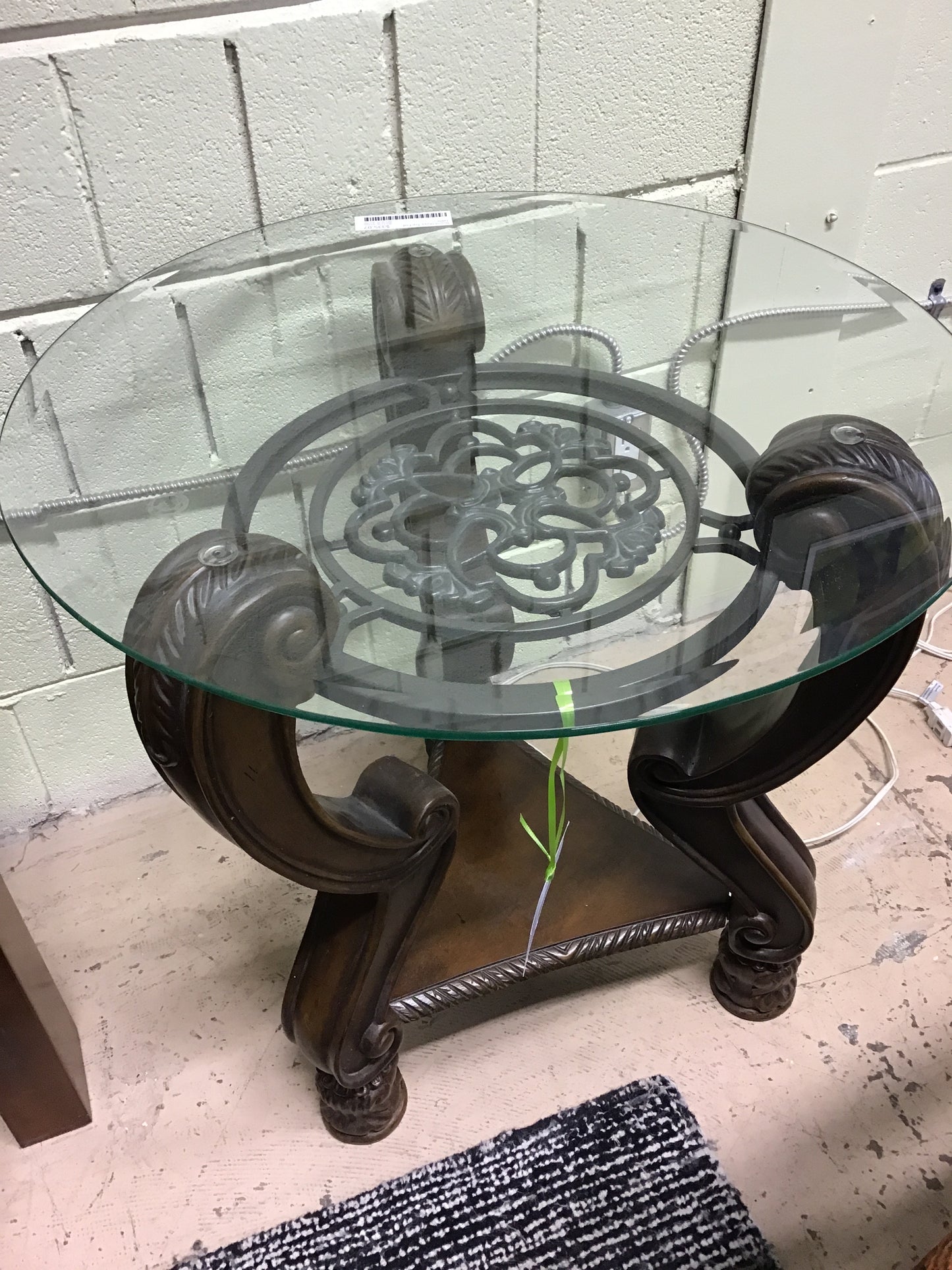 Round Glass Top End Table