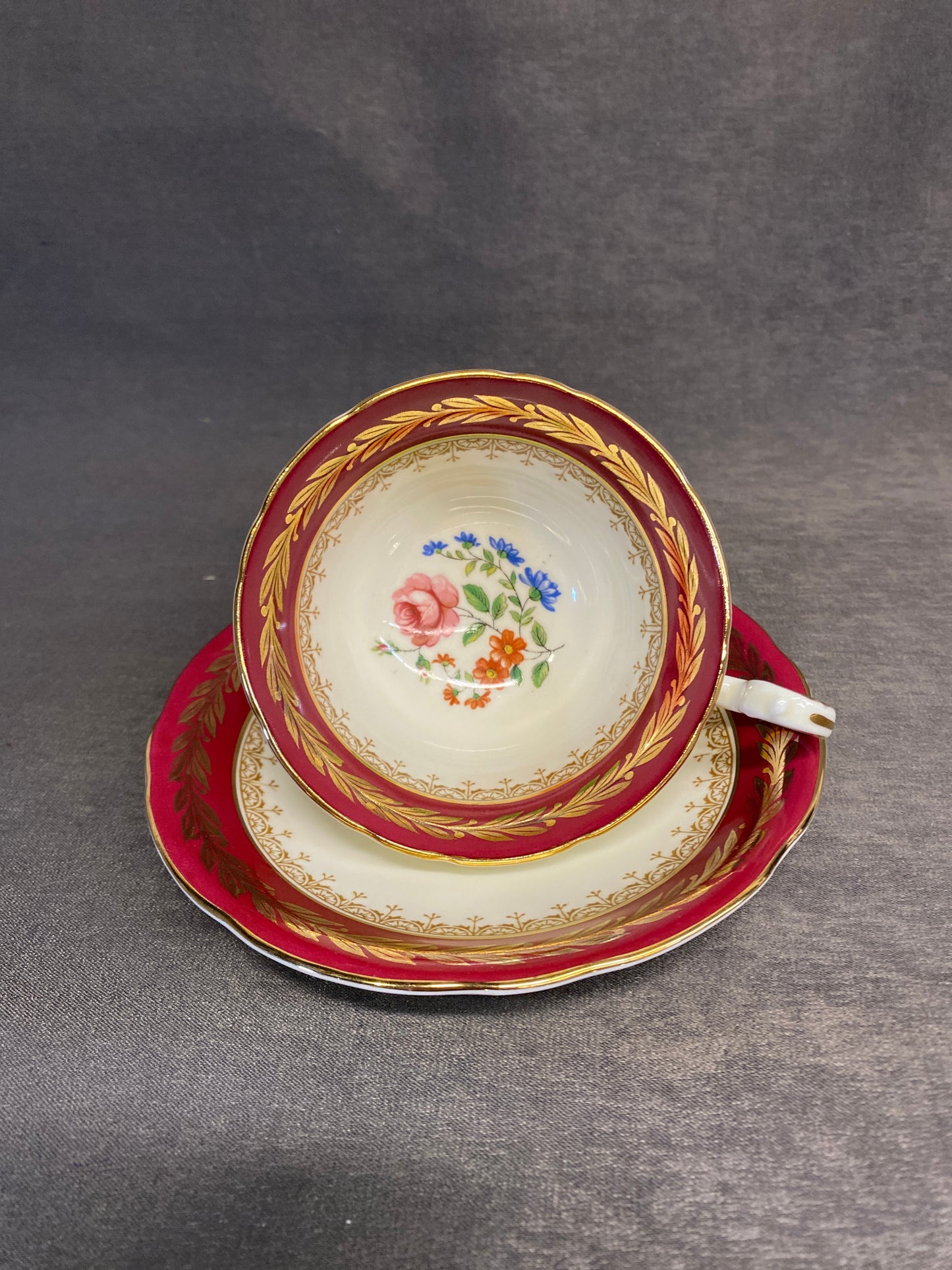 Aynsley Teacup & Saucer - Red & Gold