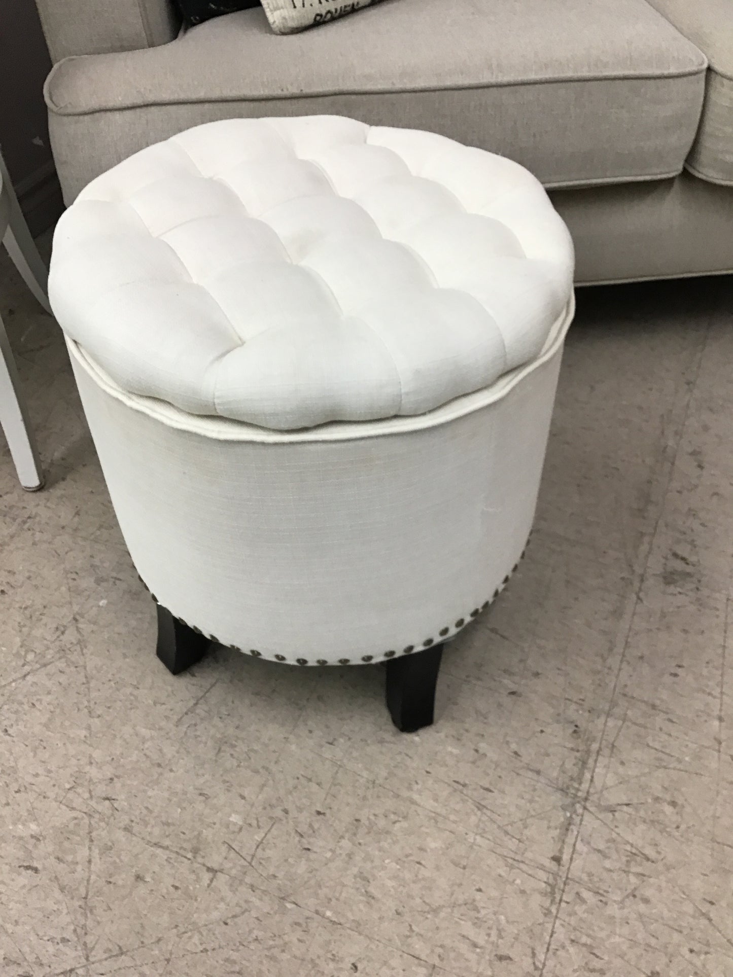 Modern Round Upholstered Storage Ottoman
