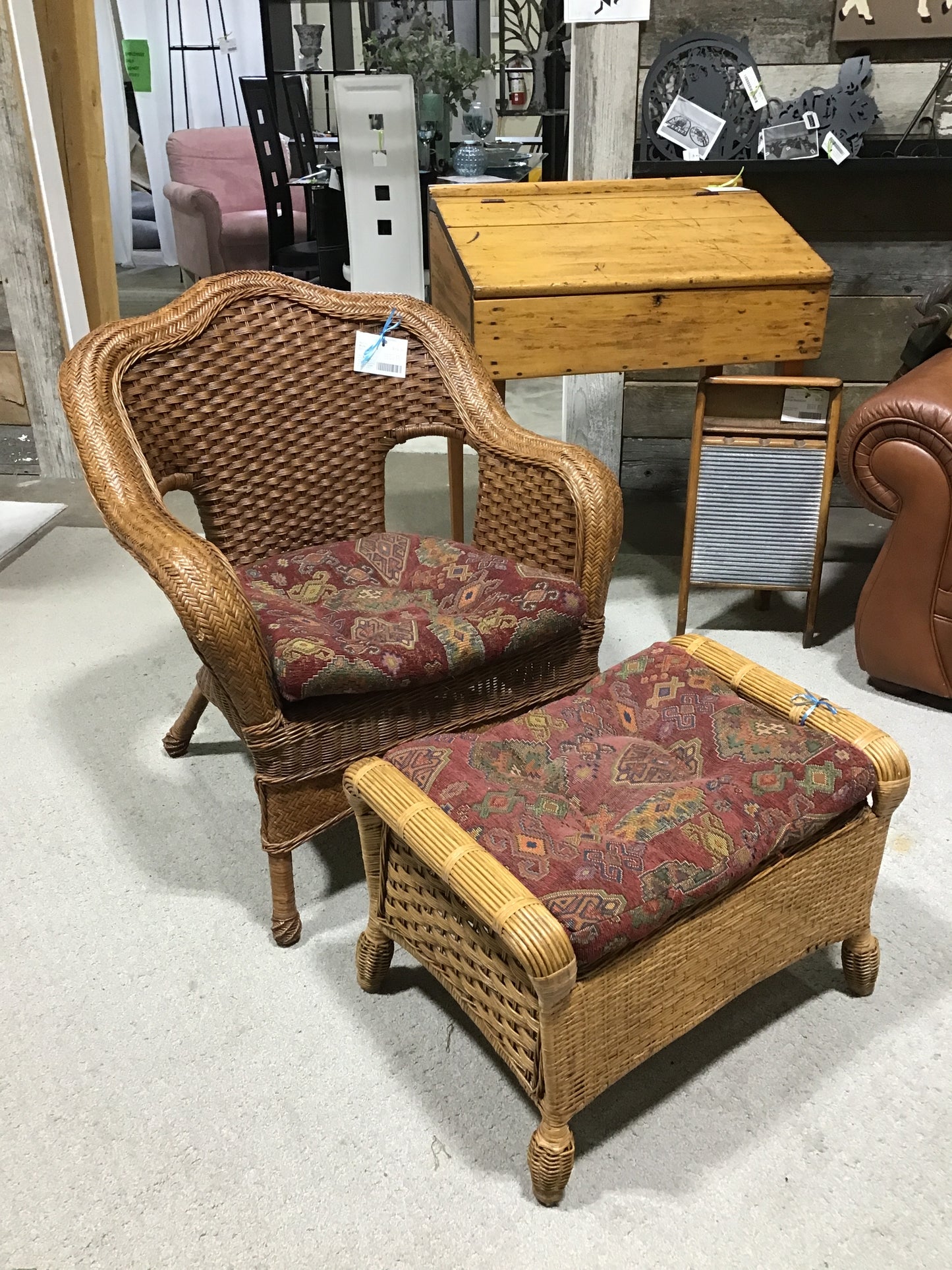 Wicker Chair & Ottoman
