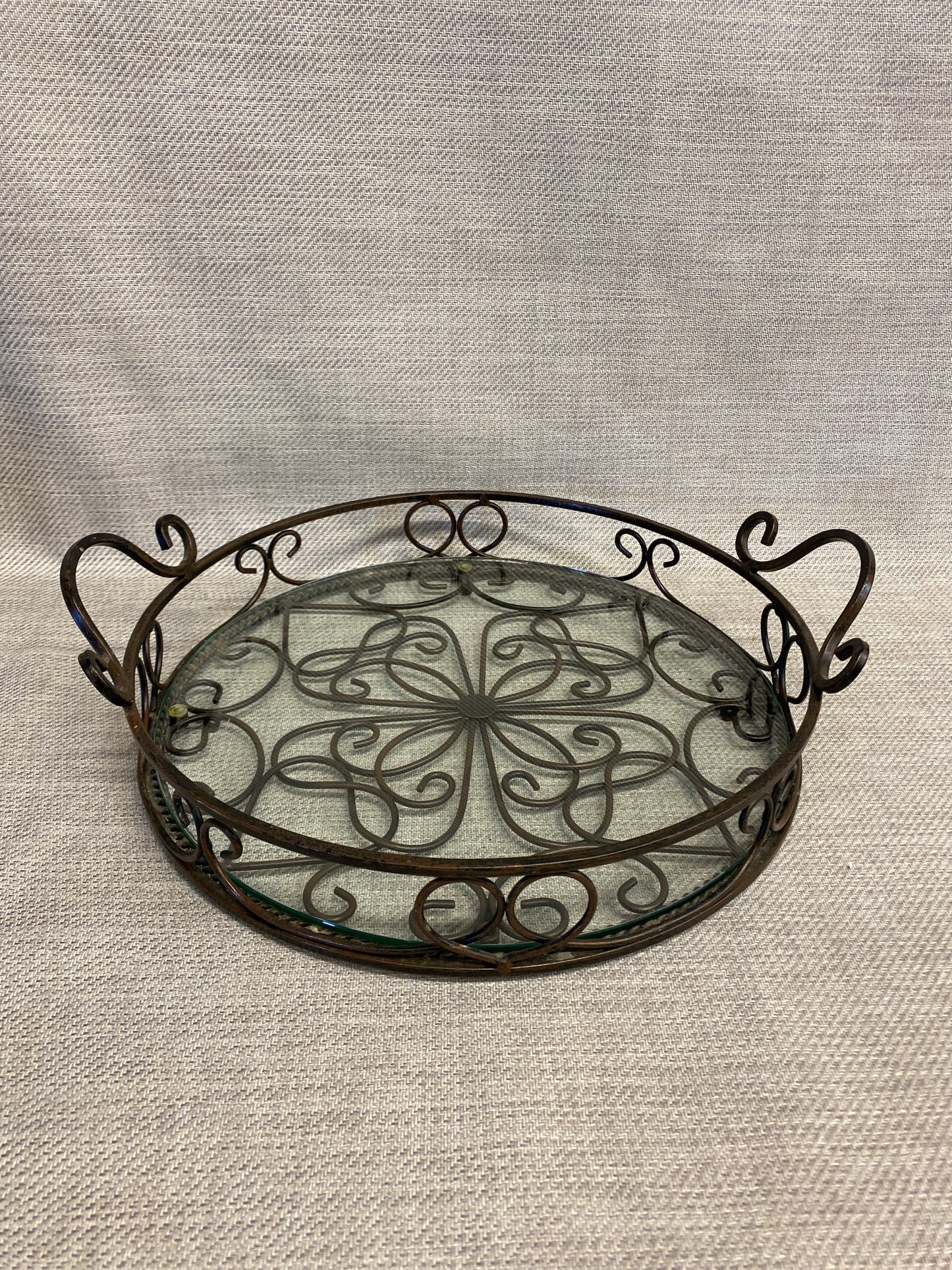 Metal Tray With Glass Insert