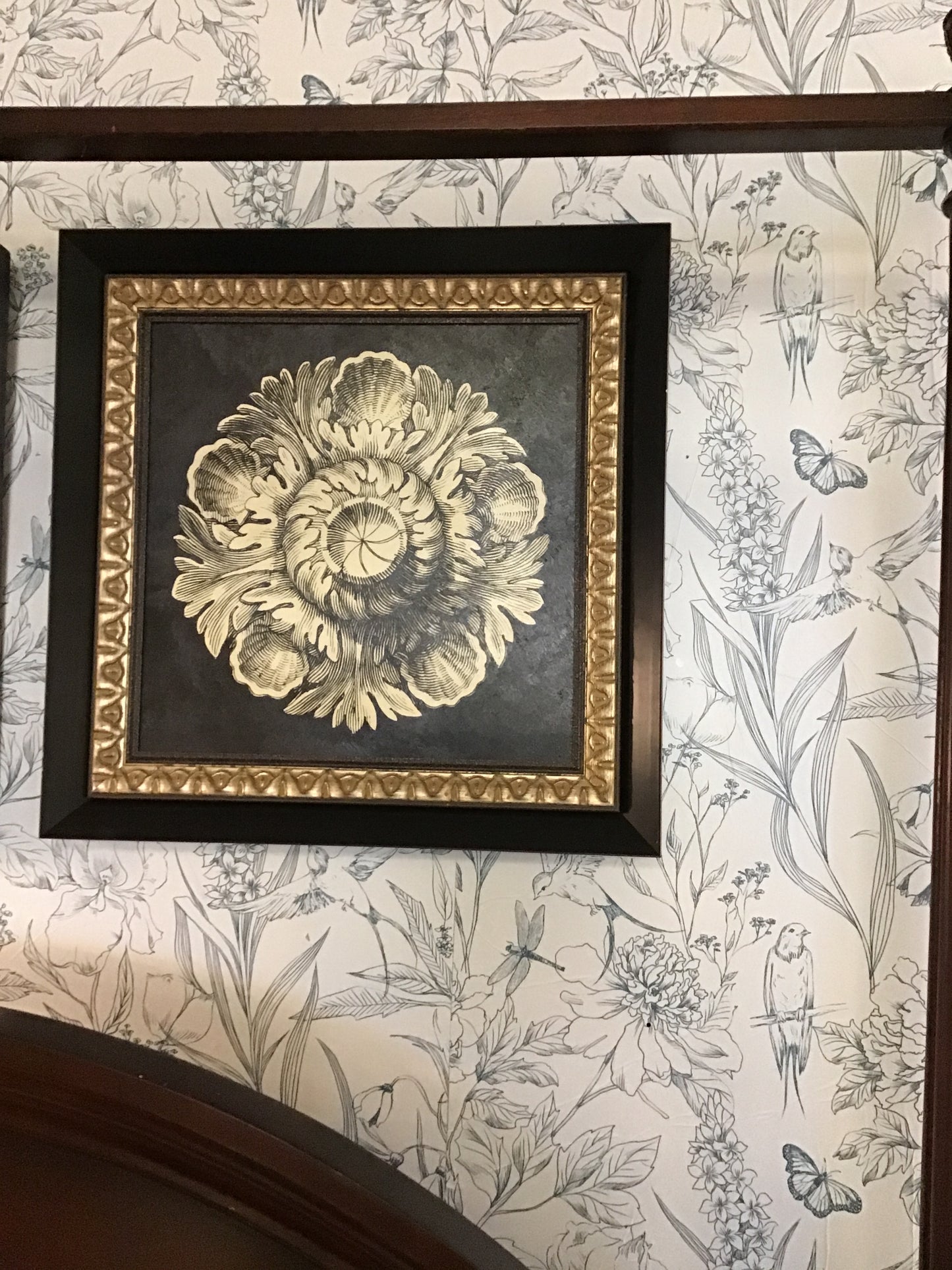 Modern Black & Tan Framed Rosette