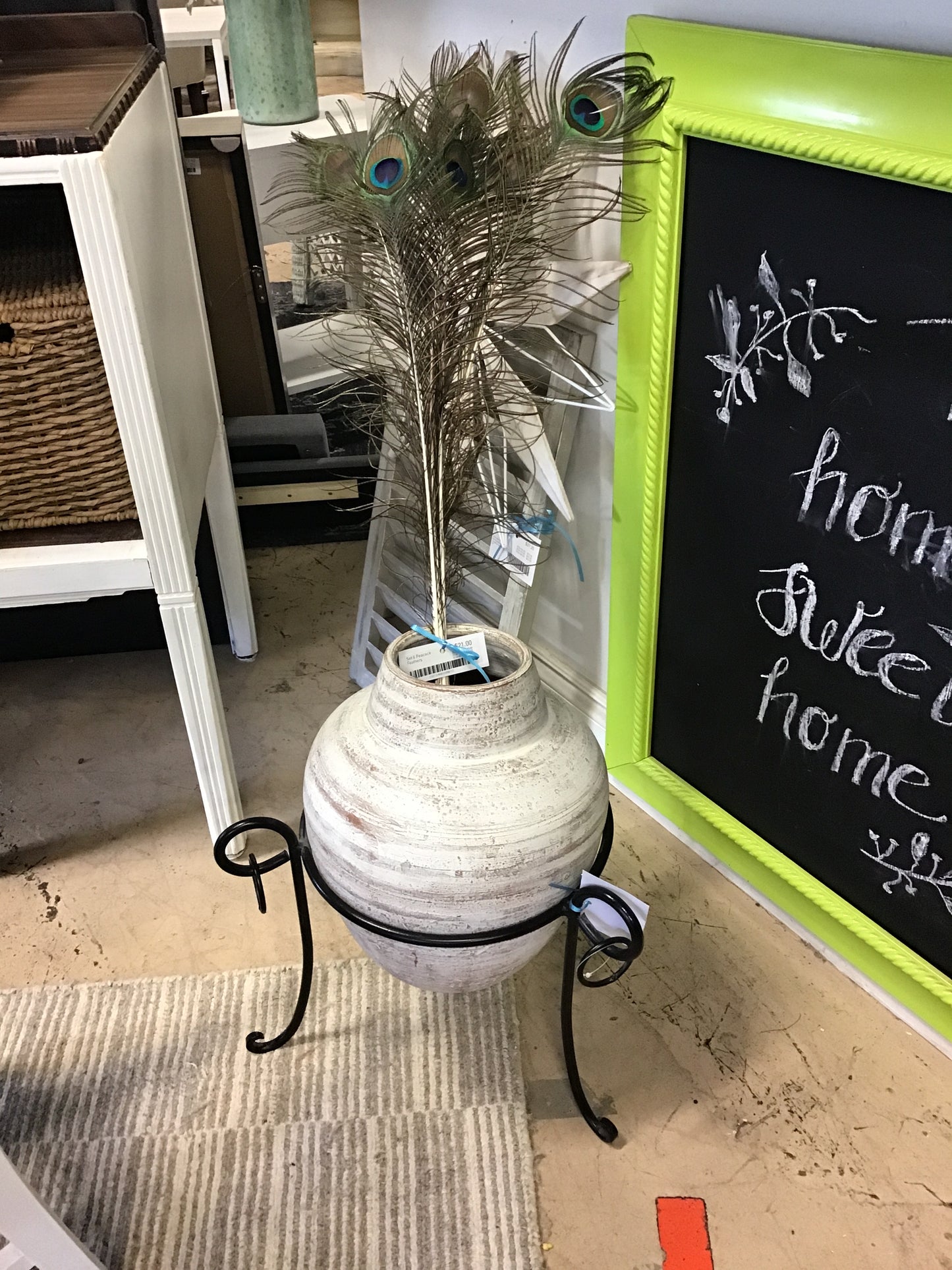 Ceramic Vase On Iron Stand