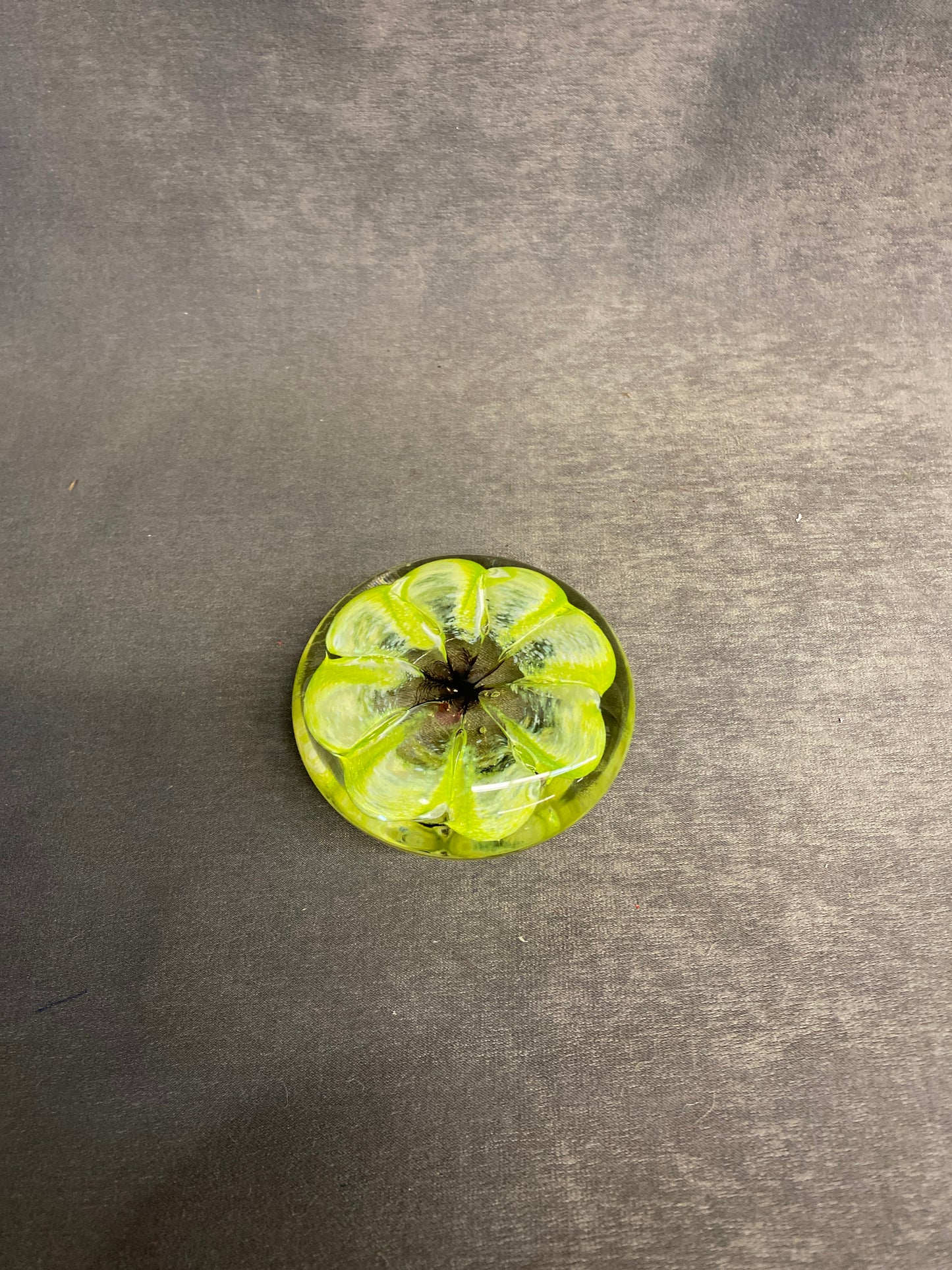 Glass Paperweight - Green Flower