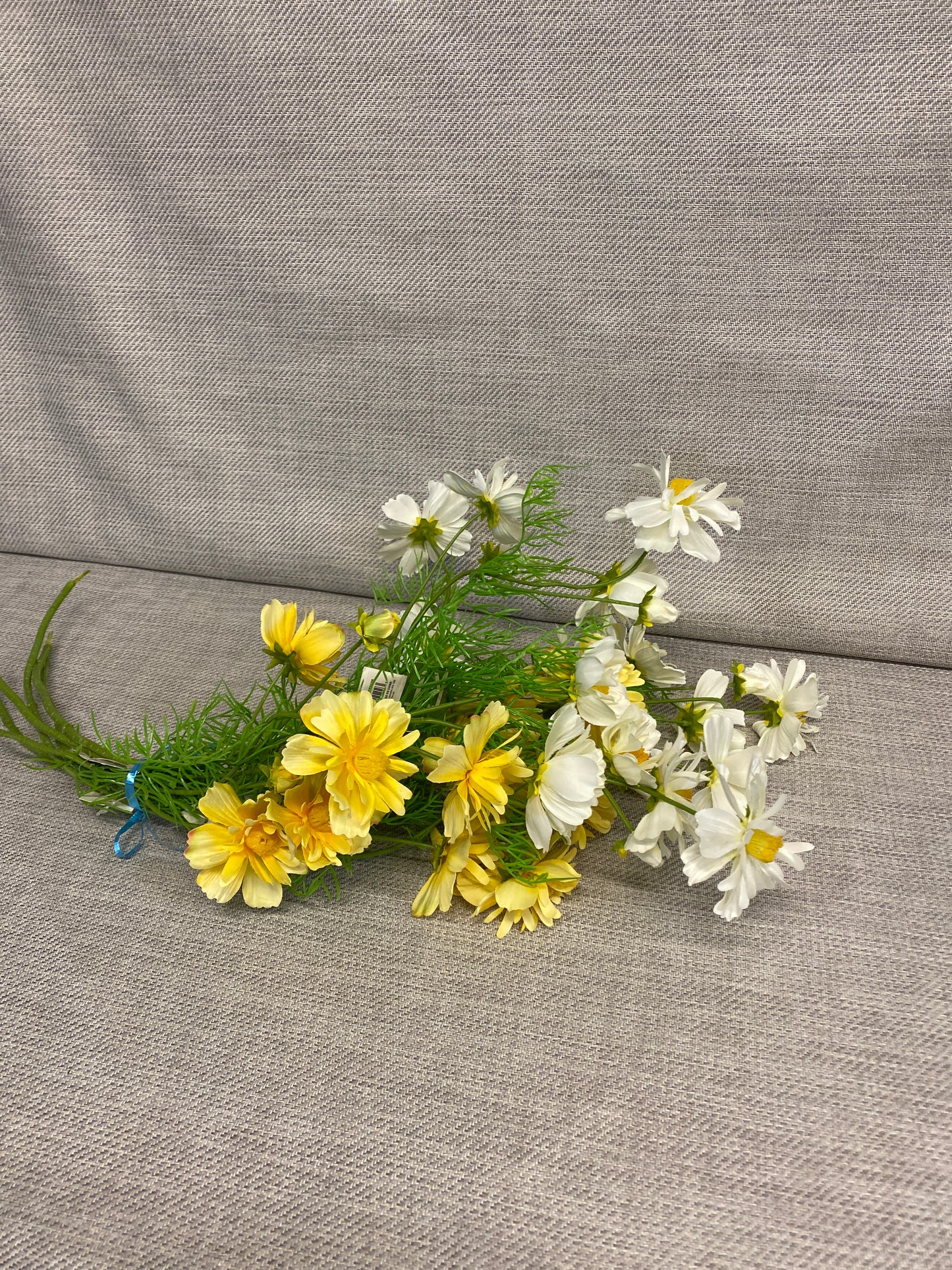 New! 6 Sprigs Faux Flowers - Yellow & White