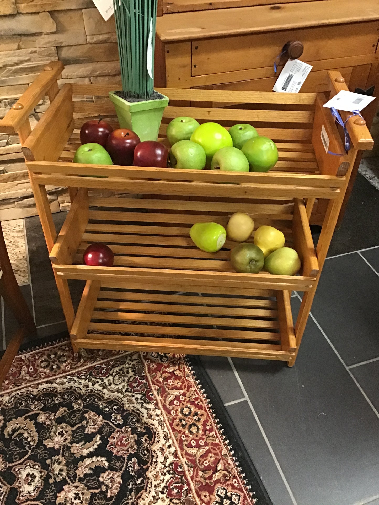 Solid Natural Wood Fruit/Veggie Tiered Stand