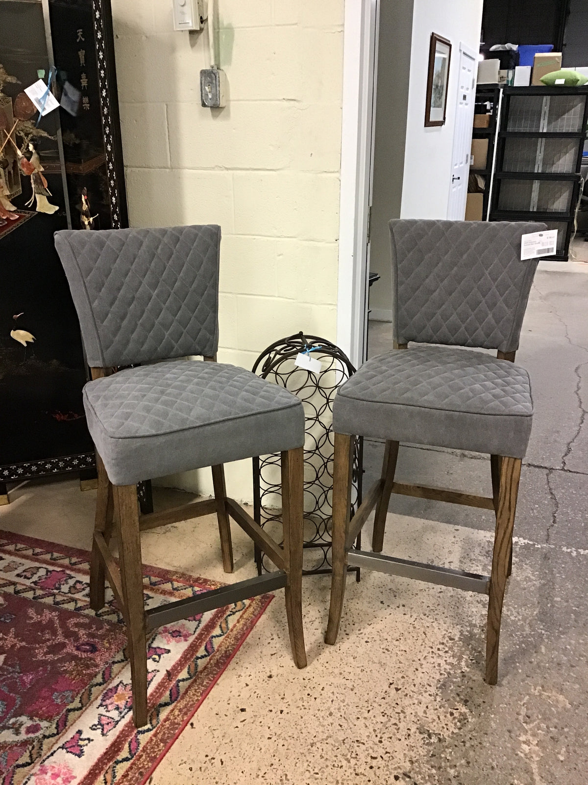 PAIR Delacora Quilted Bar Stools