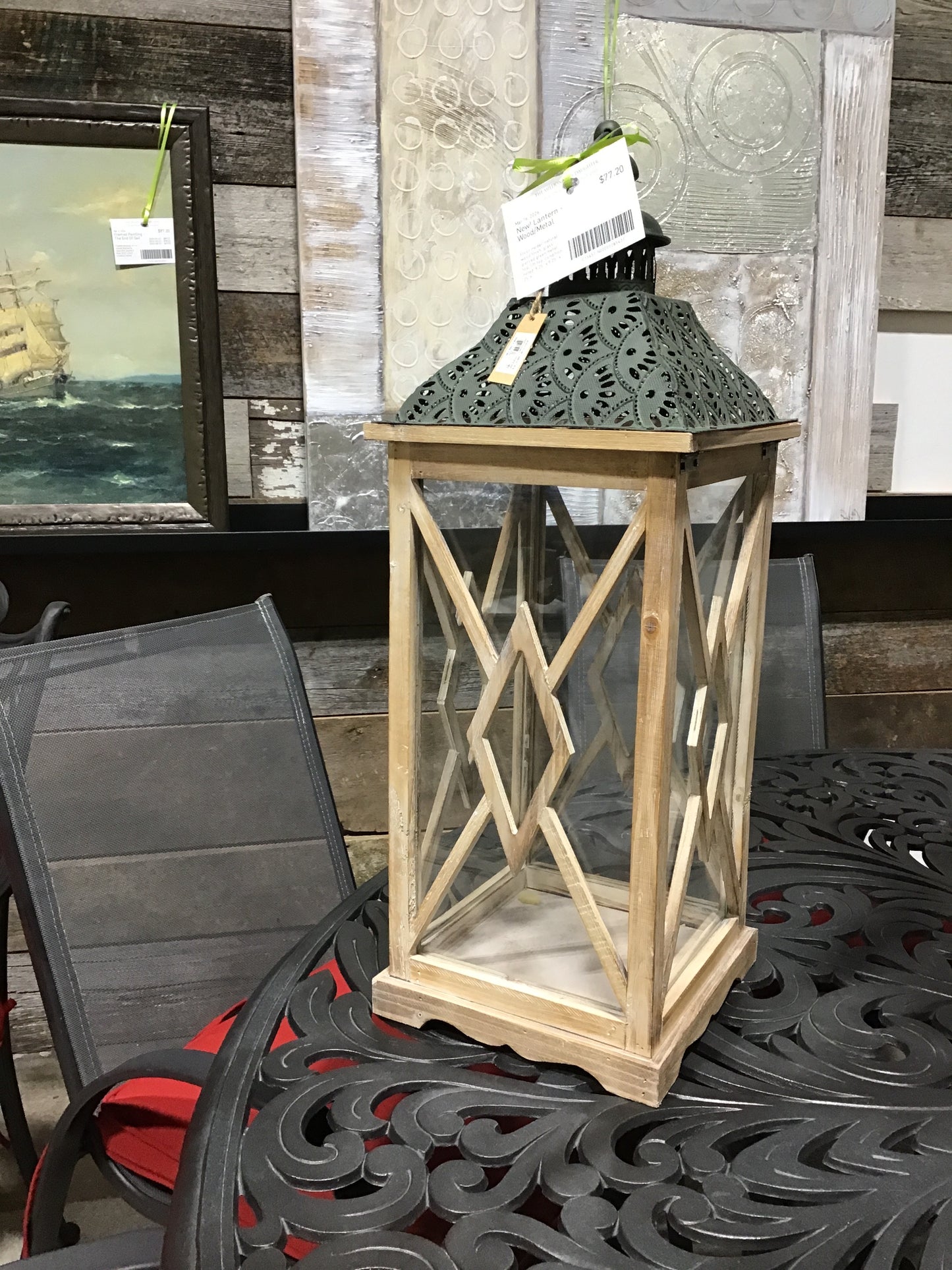New! Lantern - Wood/Metal