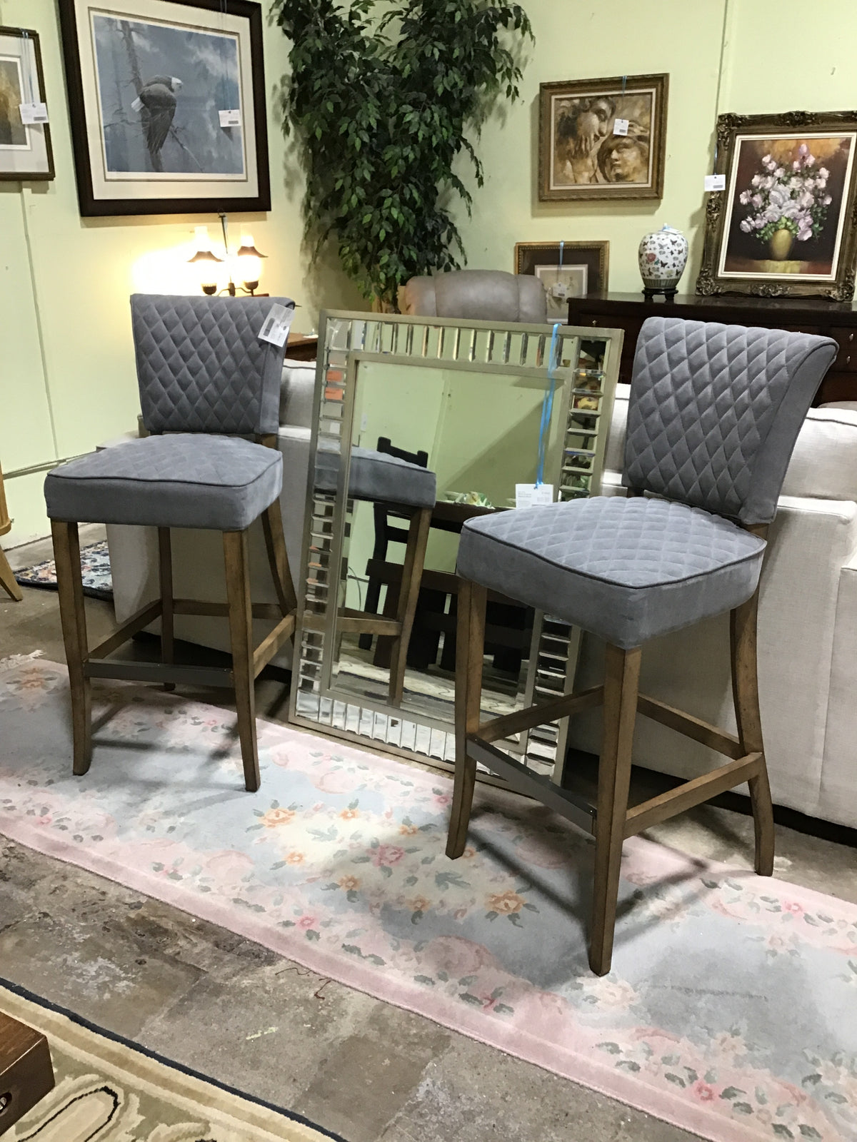 PAIR Delacora Quilted Bar Stools