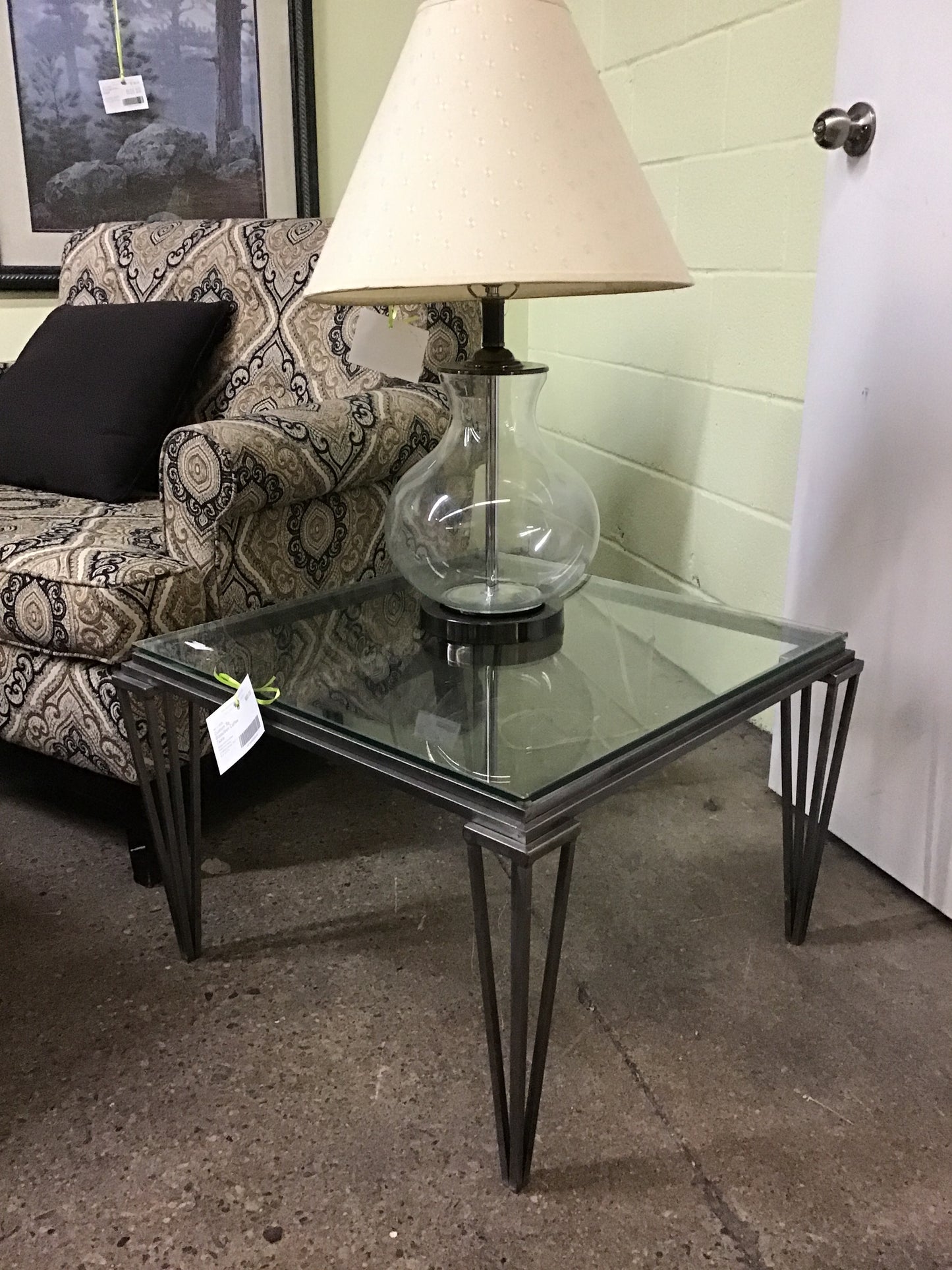 Custom Sq Glass/Iron Coffee Table