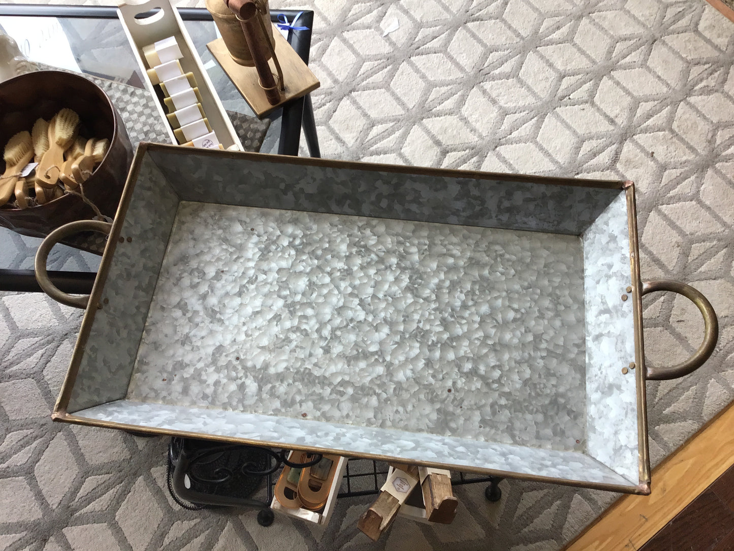 New! Distressed Look Metal Tray