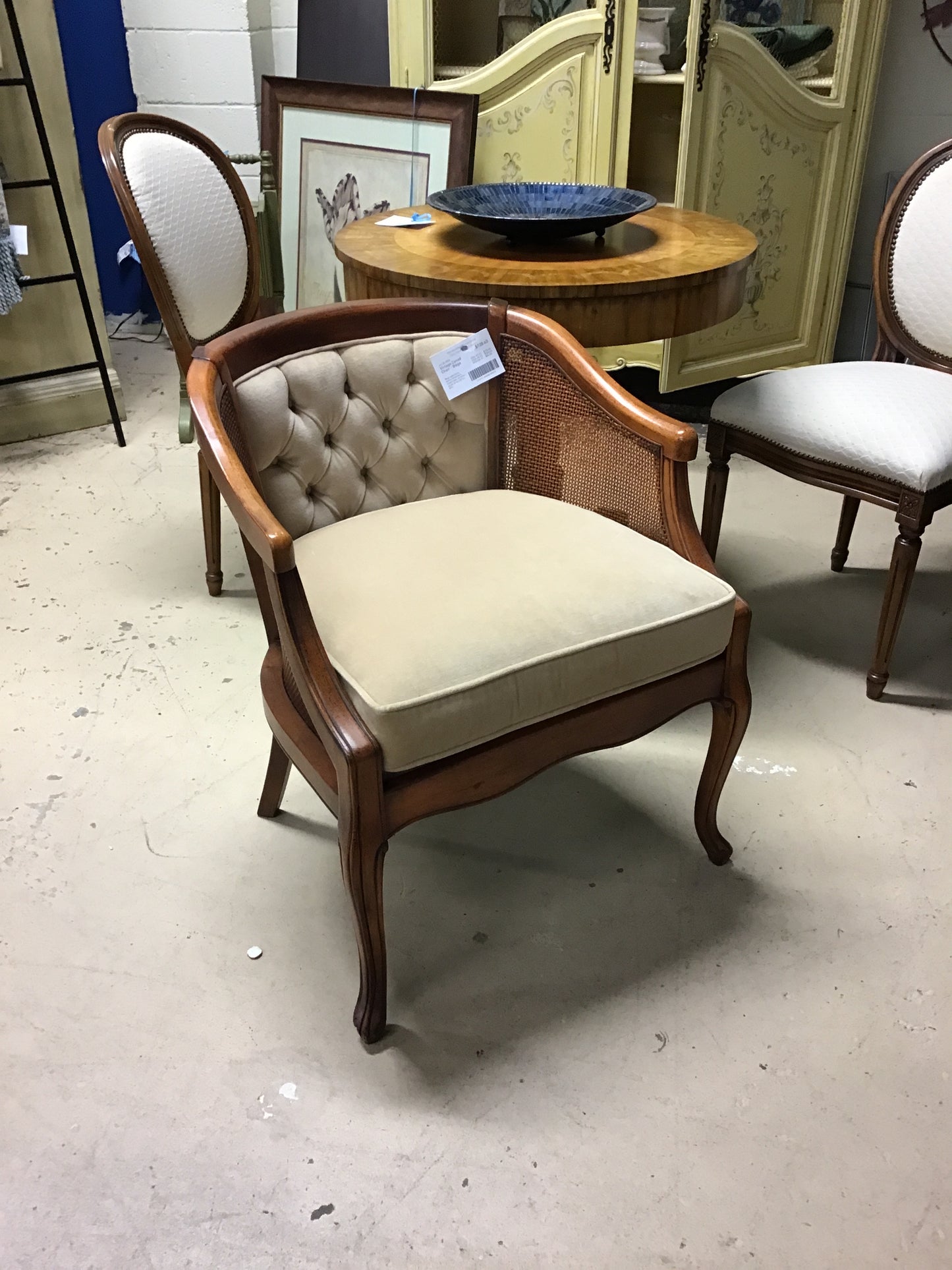 Vintage Caned Chair - Beige