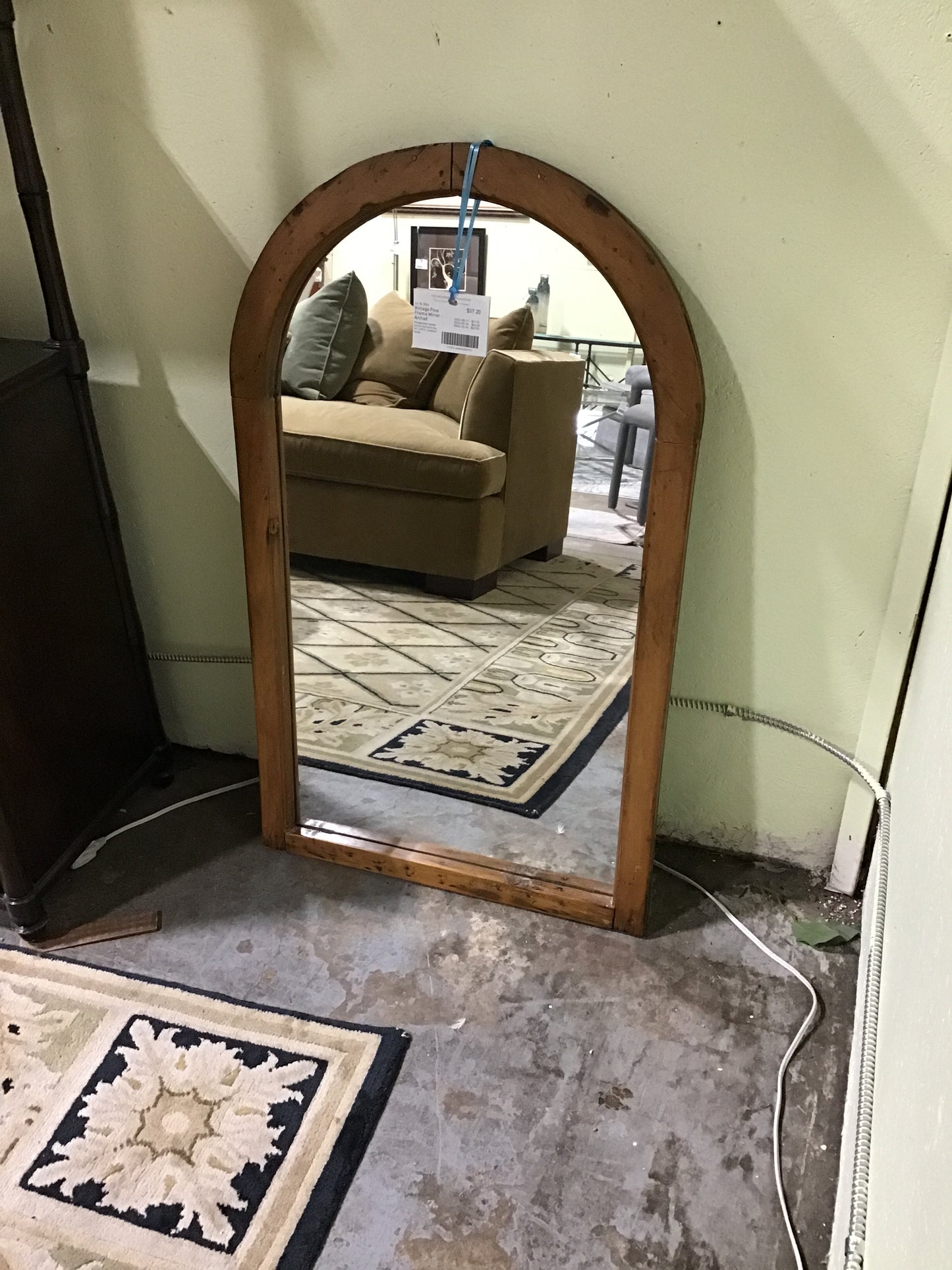 Vintage Pine Frame Mirror - Arched