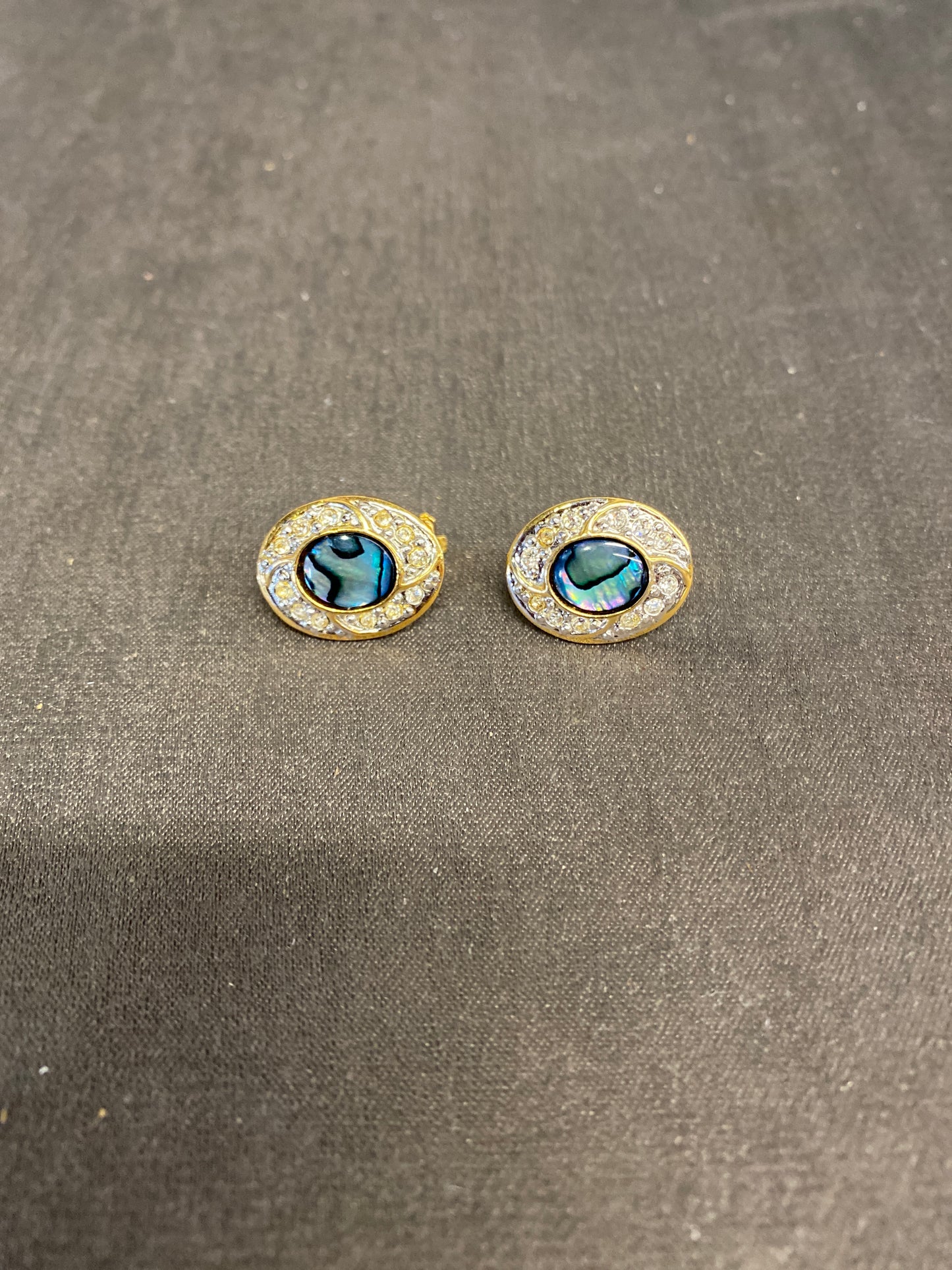 Vintage Adjustable Clip-On Earrings - Abalone