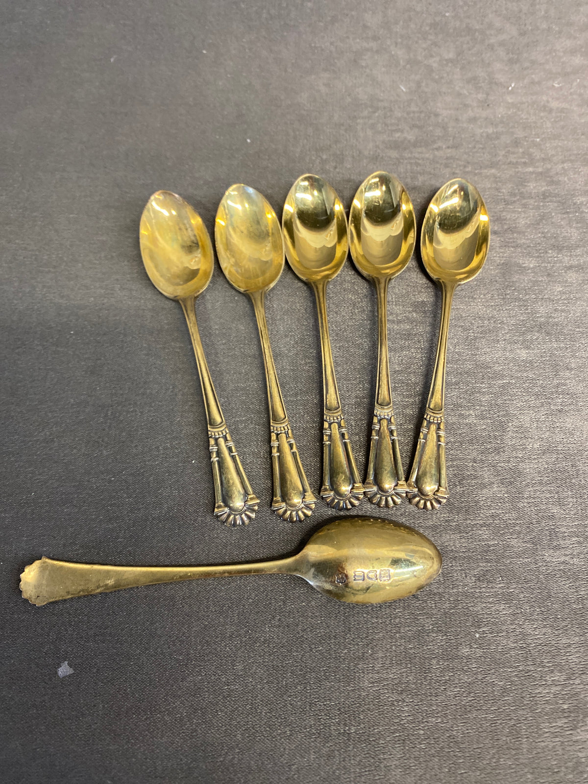 Set 6 Antique Sterling Silver Demitasse Spoons