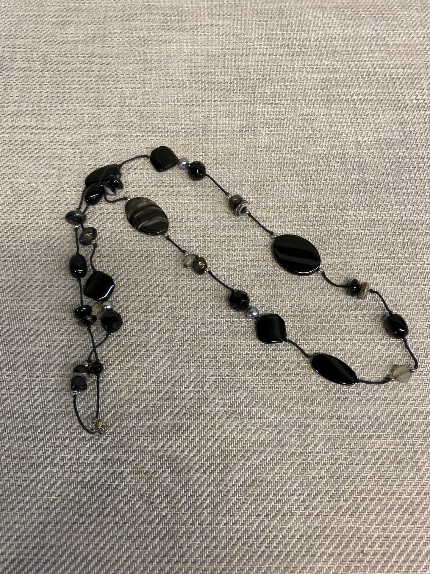 Stone Bead Necklace - Black