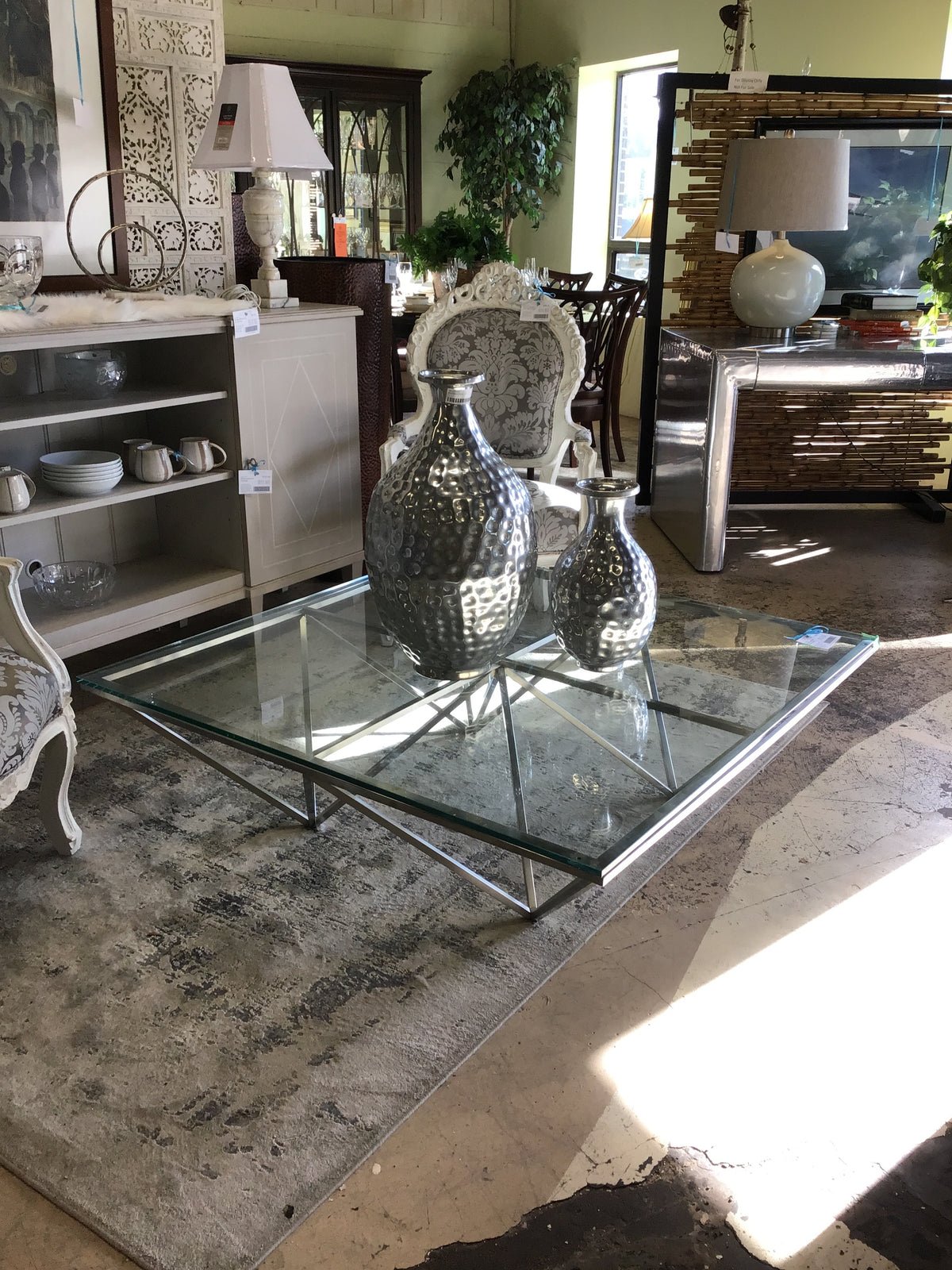 Large Glass/Steel Coffee Table