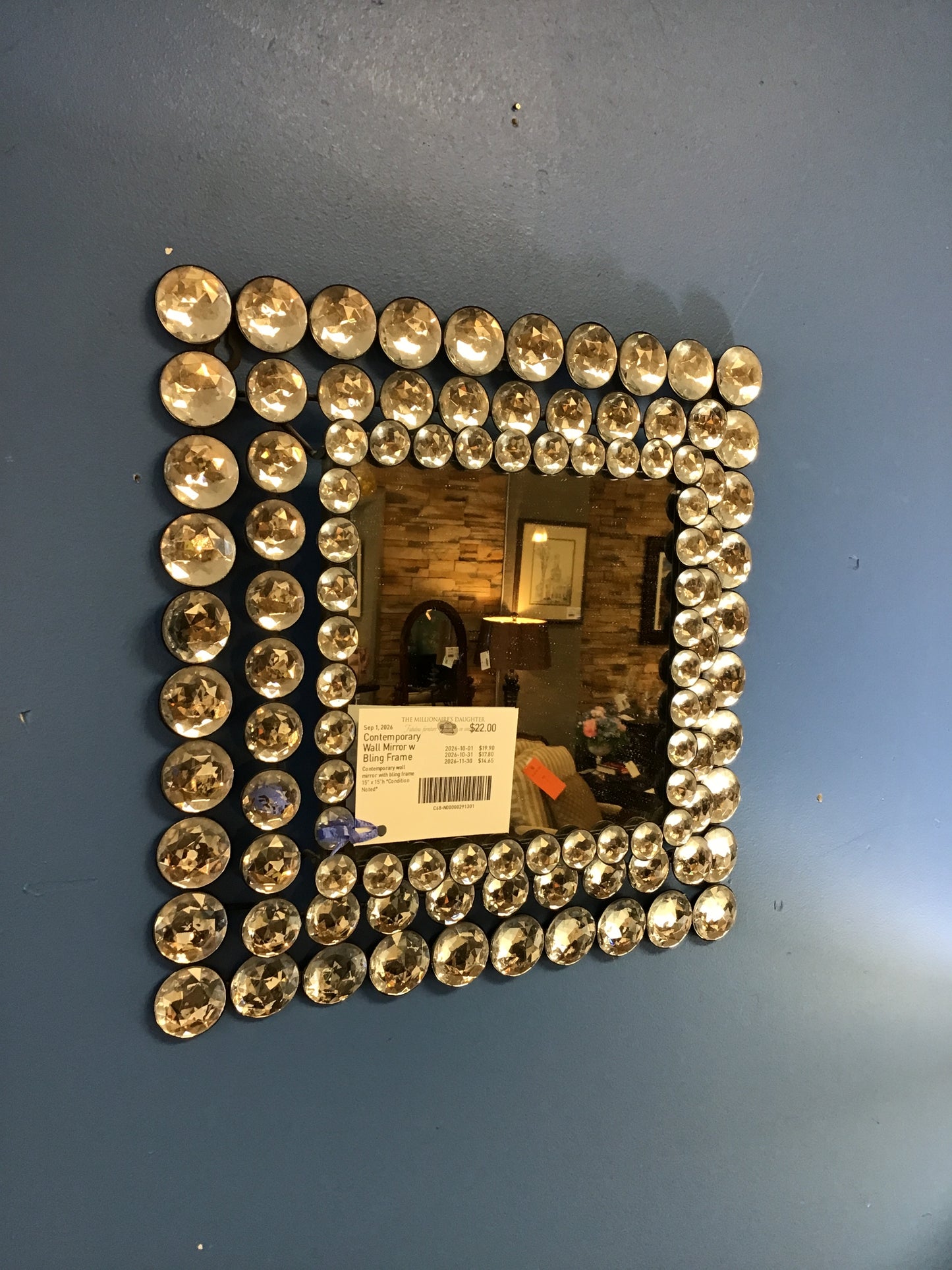 Contemporary Wall Mirror w Bling Frame
