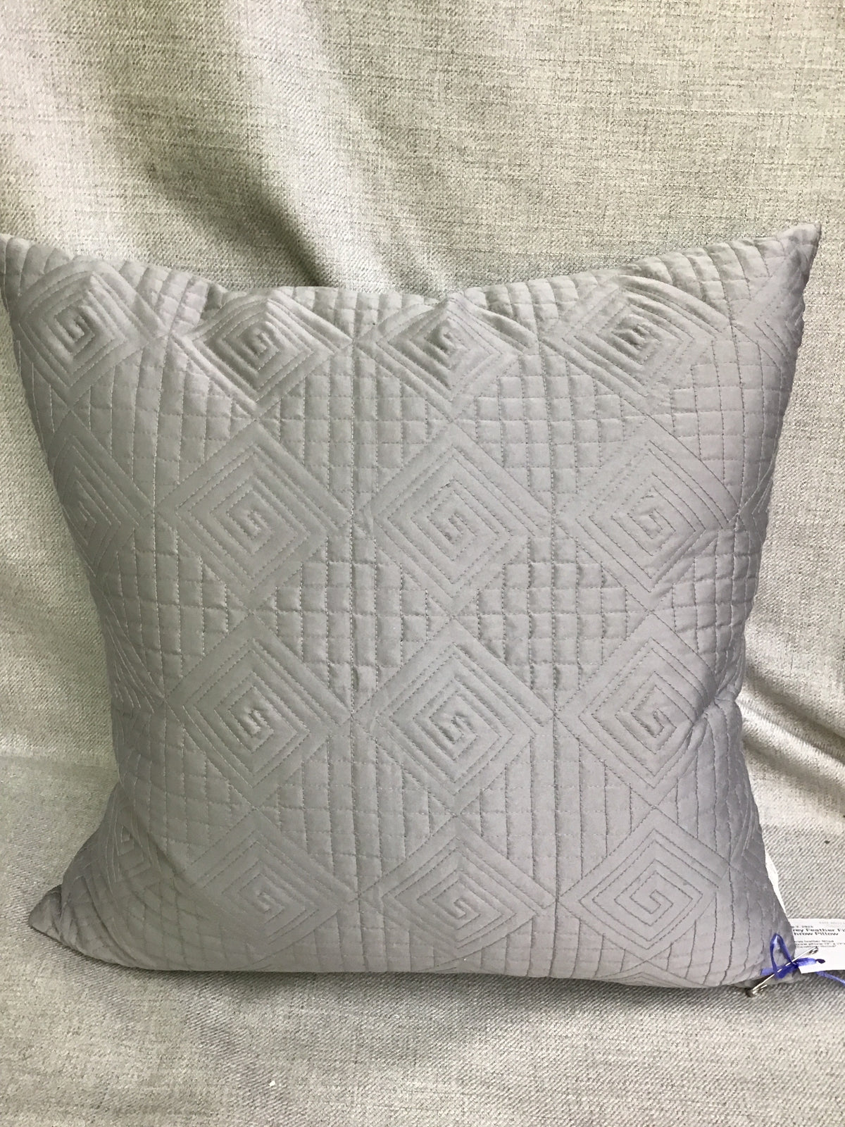 Grey Feather Filled Throw Pillow