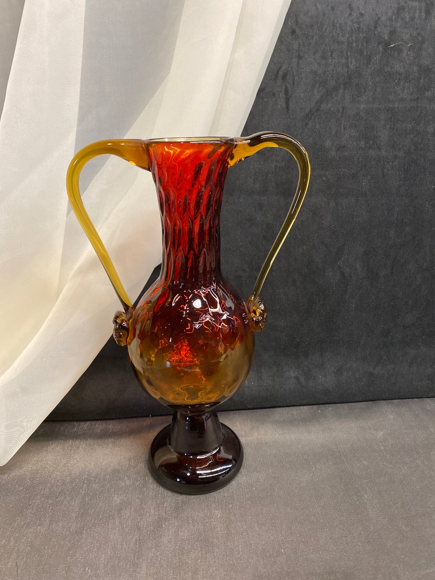 Vintage Glass Amphora Vase - Amberina