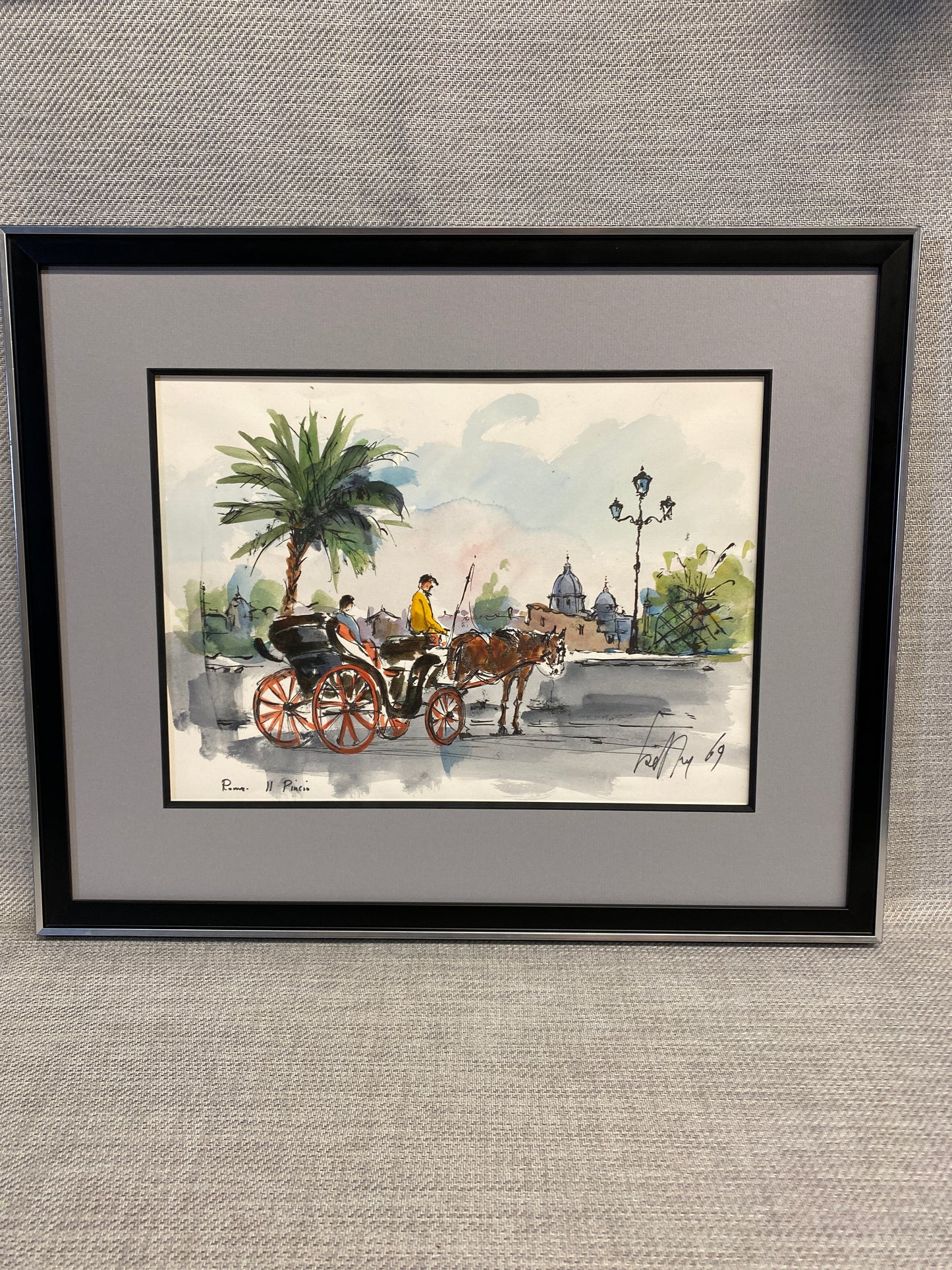 Vintage Framed Painting - Il Pincio