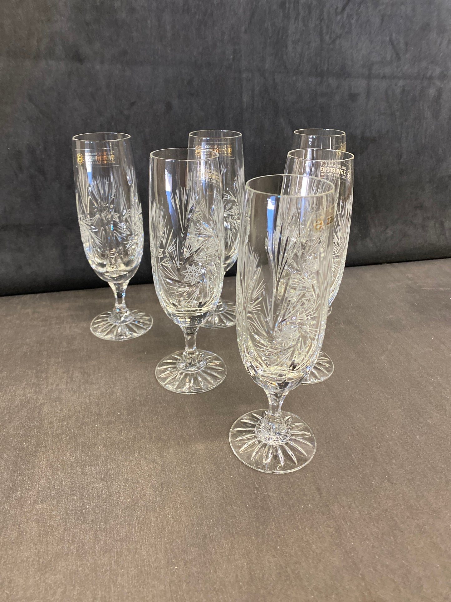 Set 6 Zawiercie Crystal Flutes
