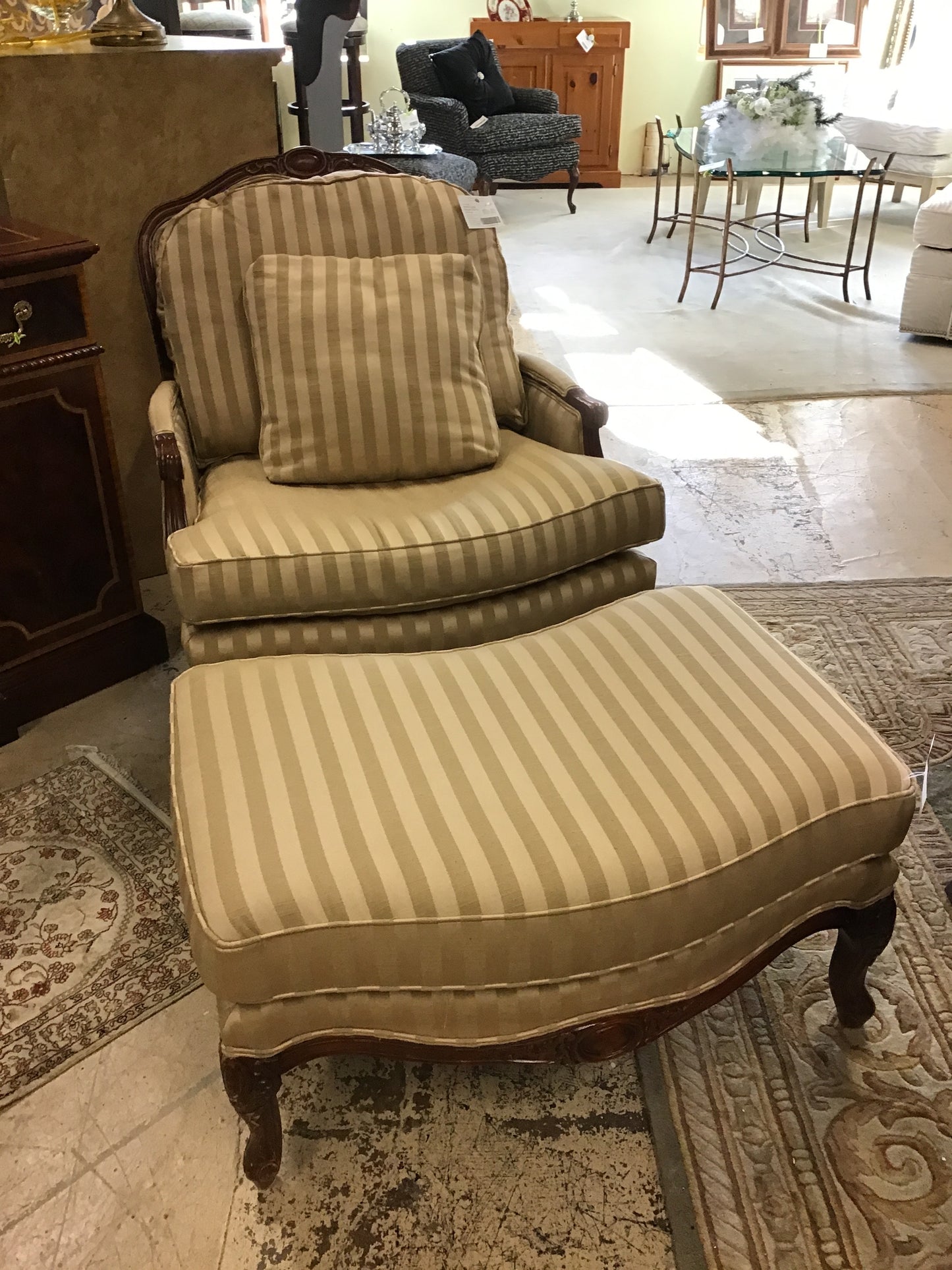 Broyhill Large Bergere Chair & Ottoman