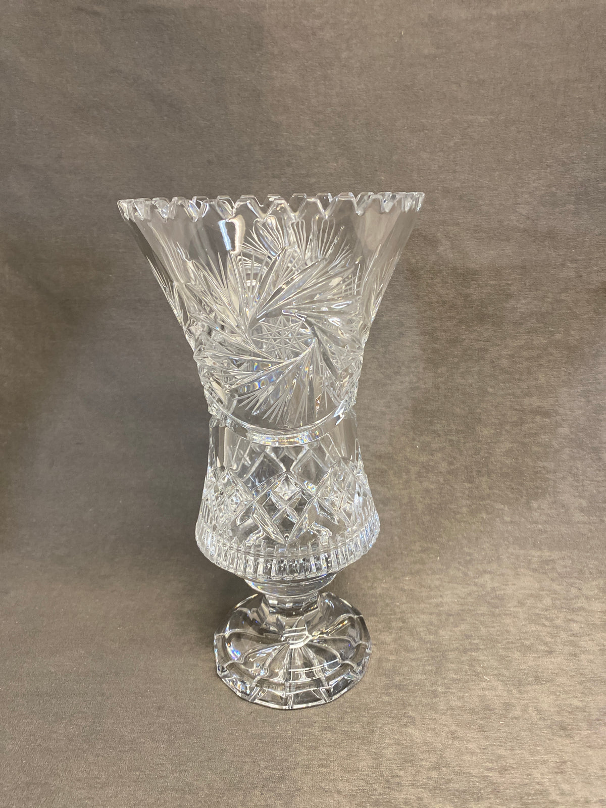 Pinwheel Crystal Footed Vase