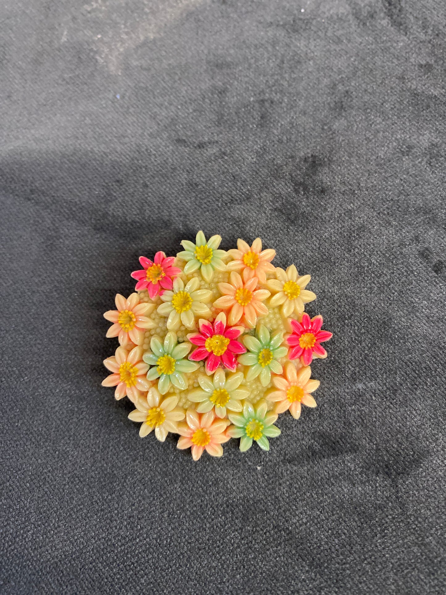 Vintage Celluloid Brooch - Flowers