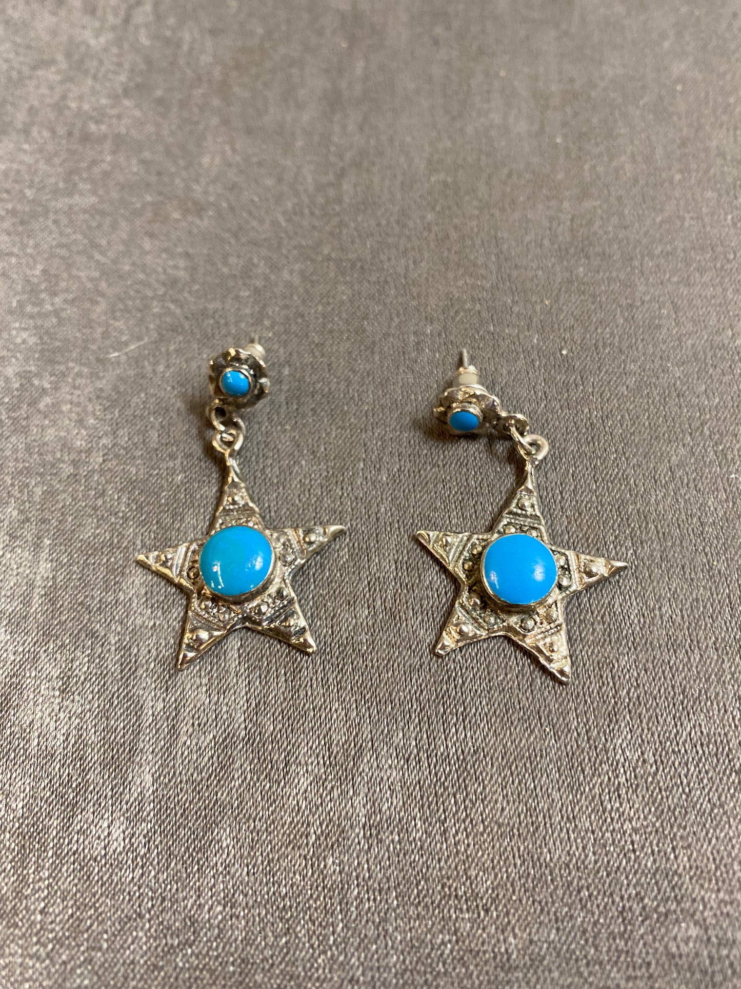 Pierced Earrings - Turquoise Stars