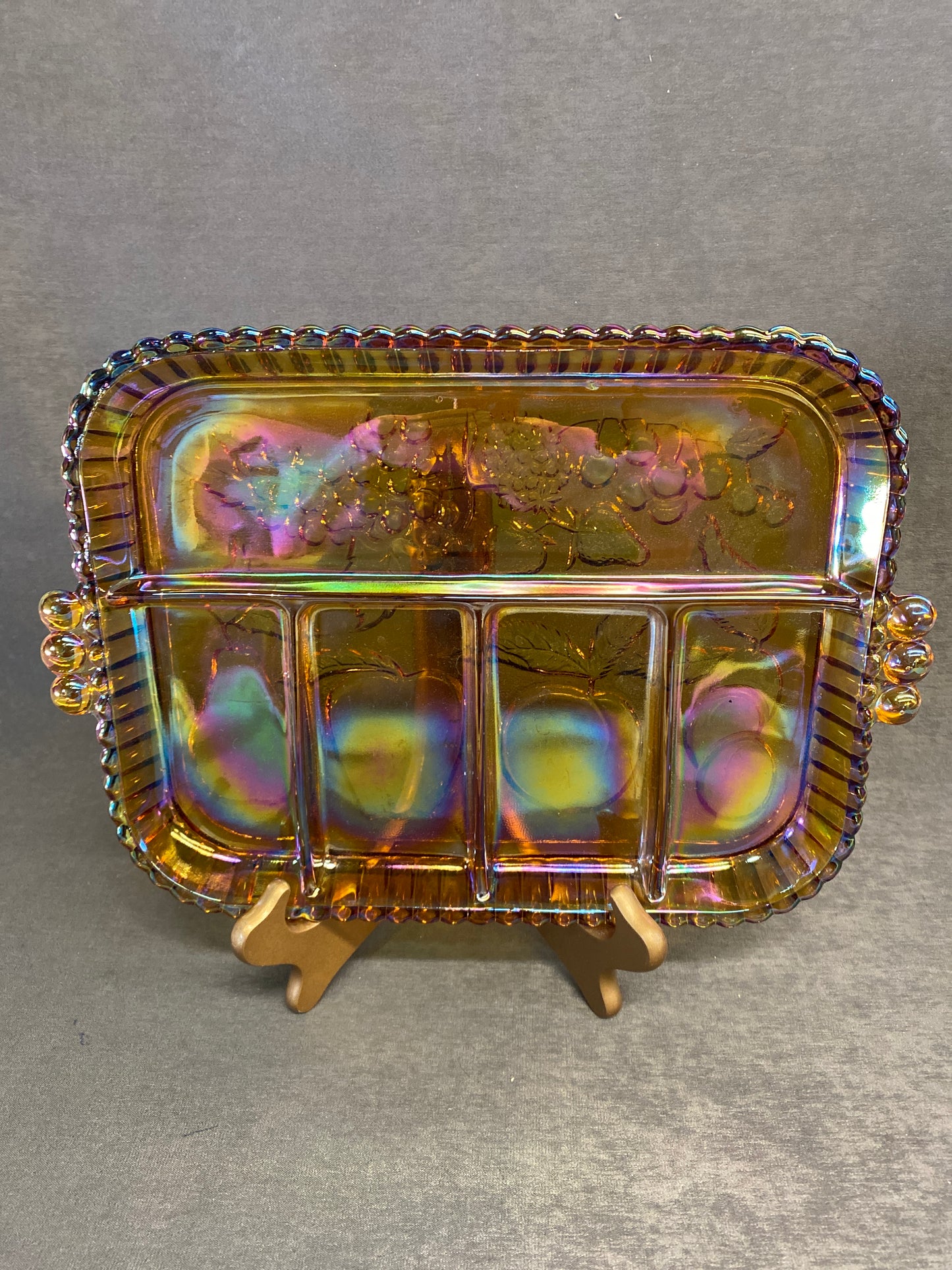 Carnival Glass Tray - Amber