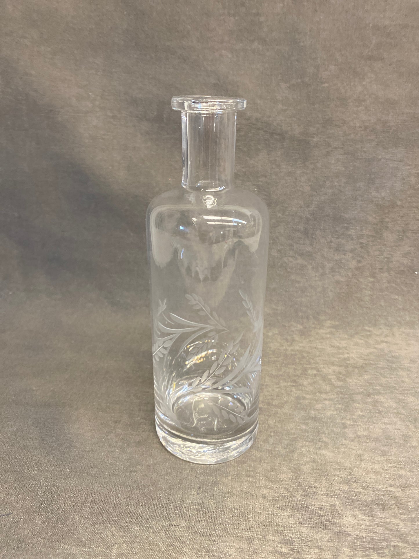 Etched Glass Bottle / Bud Vase