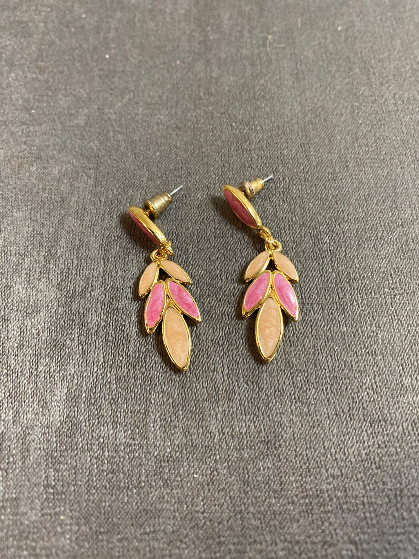Pair Pierced Earrings - Coral Leaf Drops
