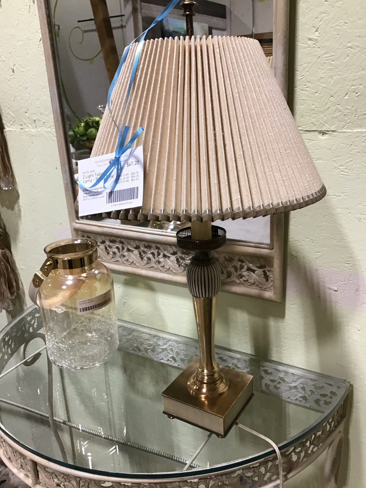 2 Light Table Lamp - Brass Tone