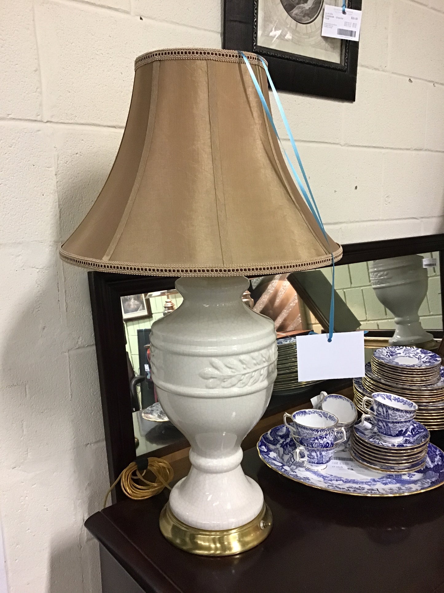 Ceramic Lamp - Cream & Grey