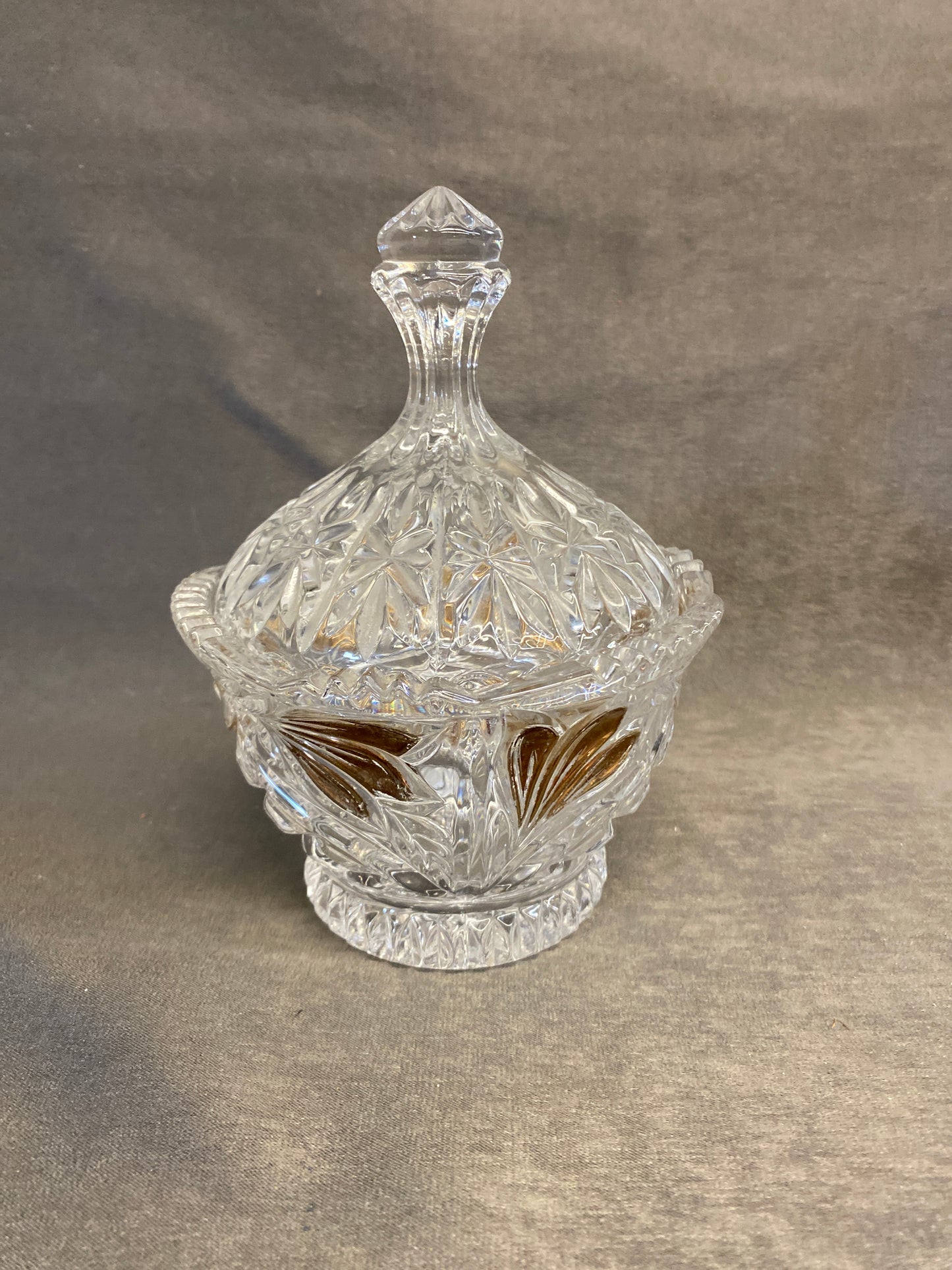 Crystal Candy Dish - Gold Leaves