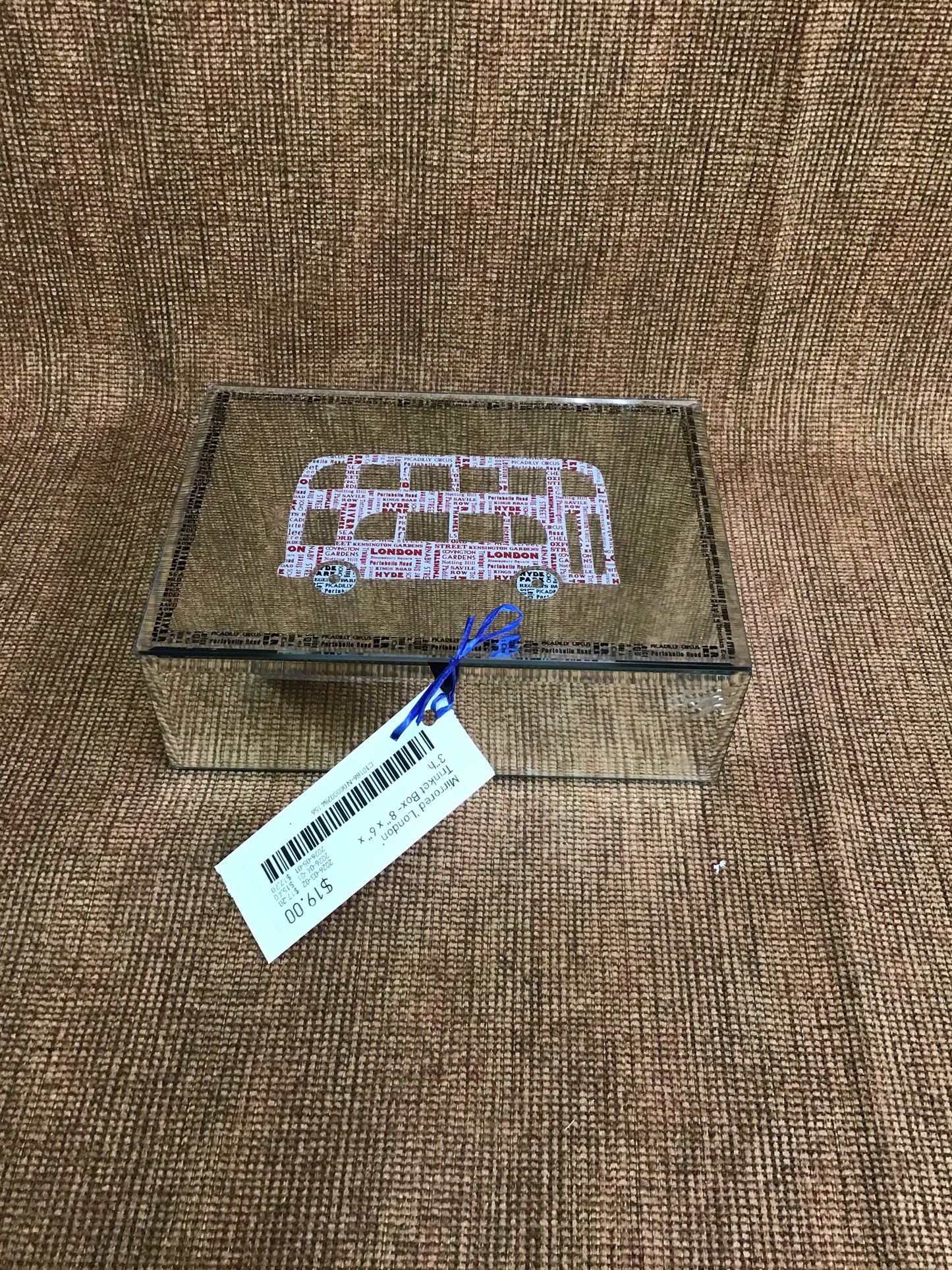Mirrored 'London' Trinket Box- 8" x 6" x 3"h