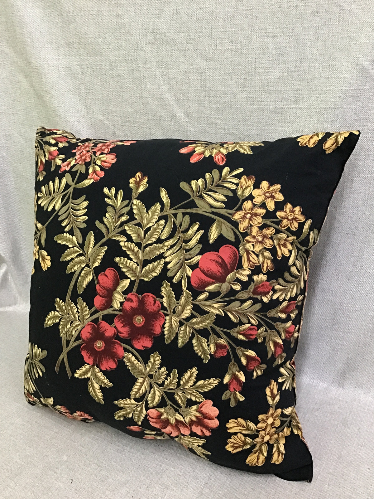 Black Floral Pattern Throw Pillow